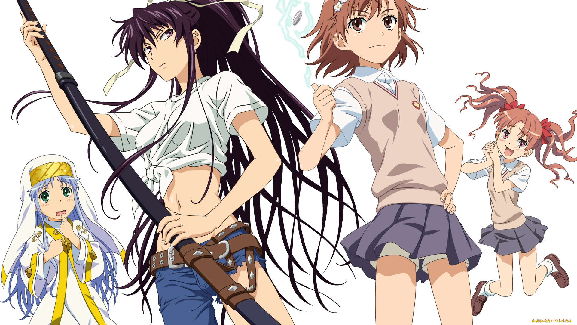 аниме, toaru, majutsu, no, index, to, aru, misaka, mikoto, shirai, kuroko, kanzaki, kaori