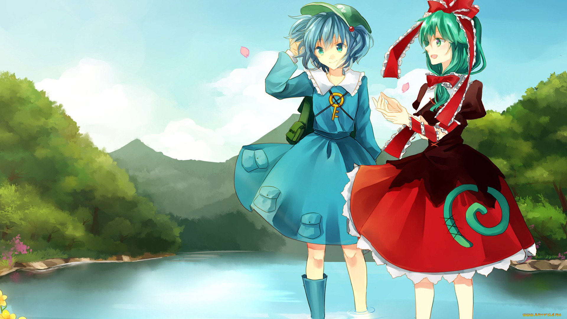 аниме, touhou, бант, ключ, кепка
