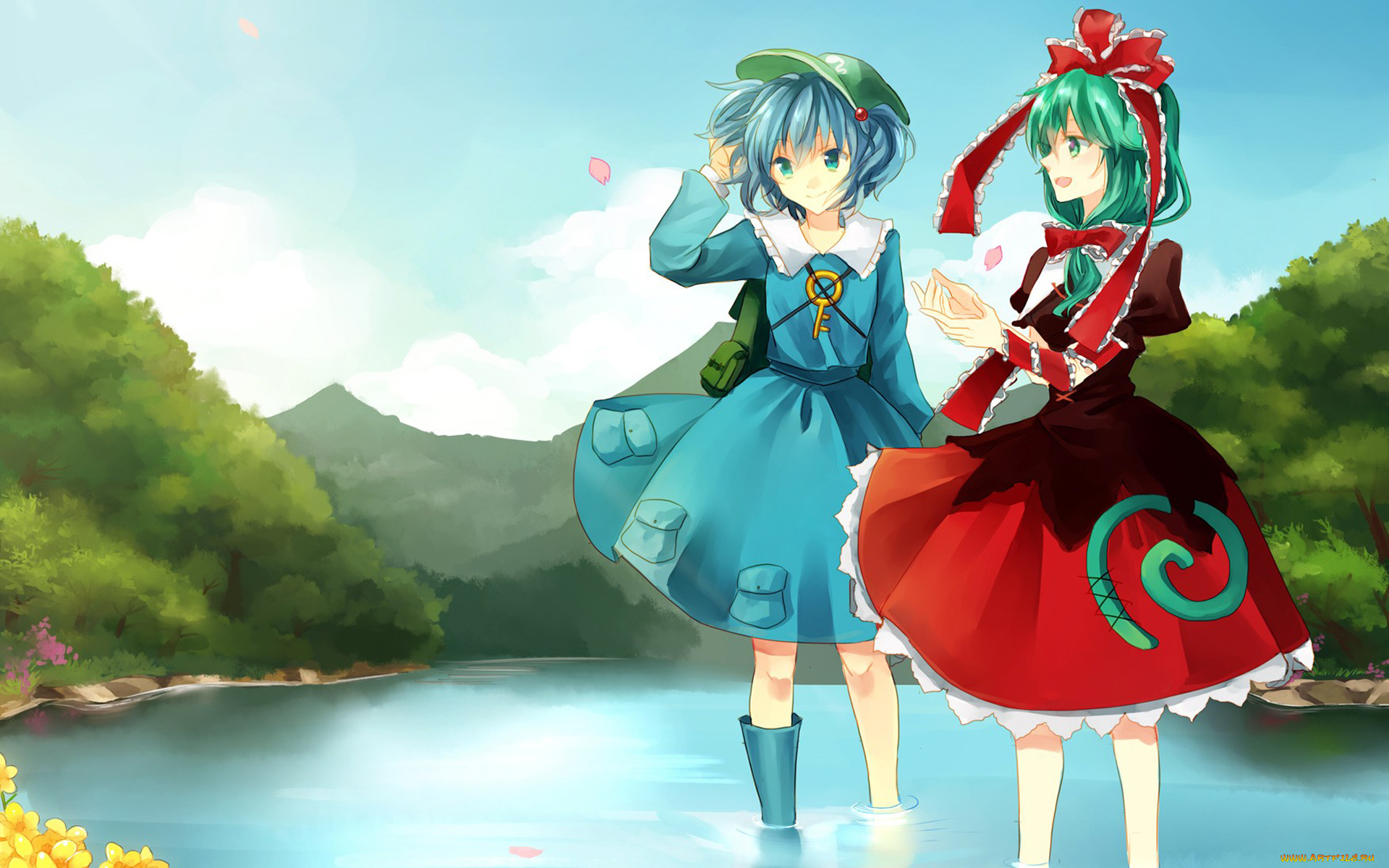 аниме, touhou, бант, ключ, кепка