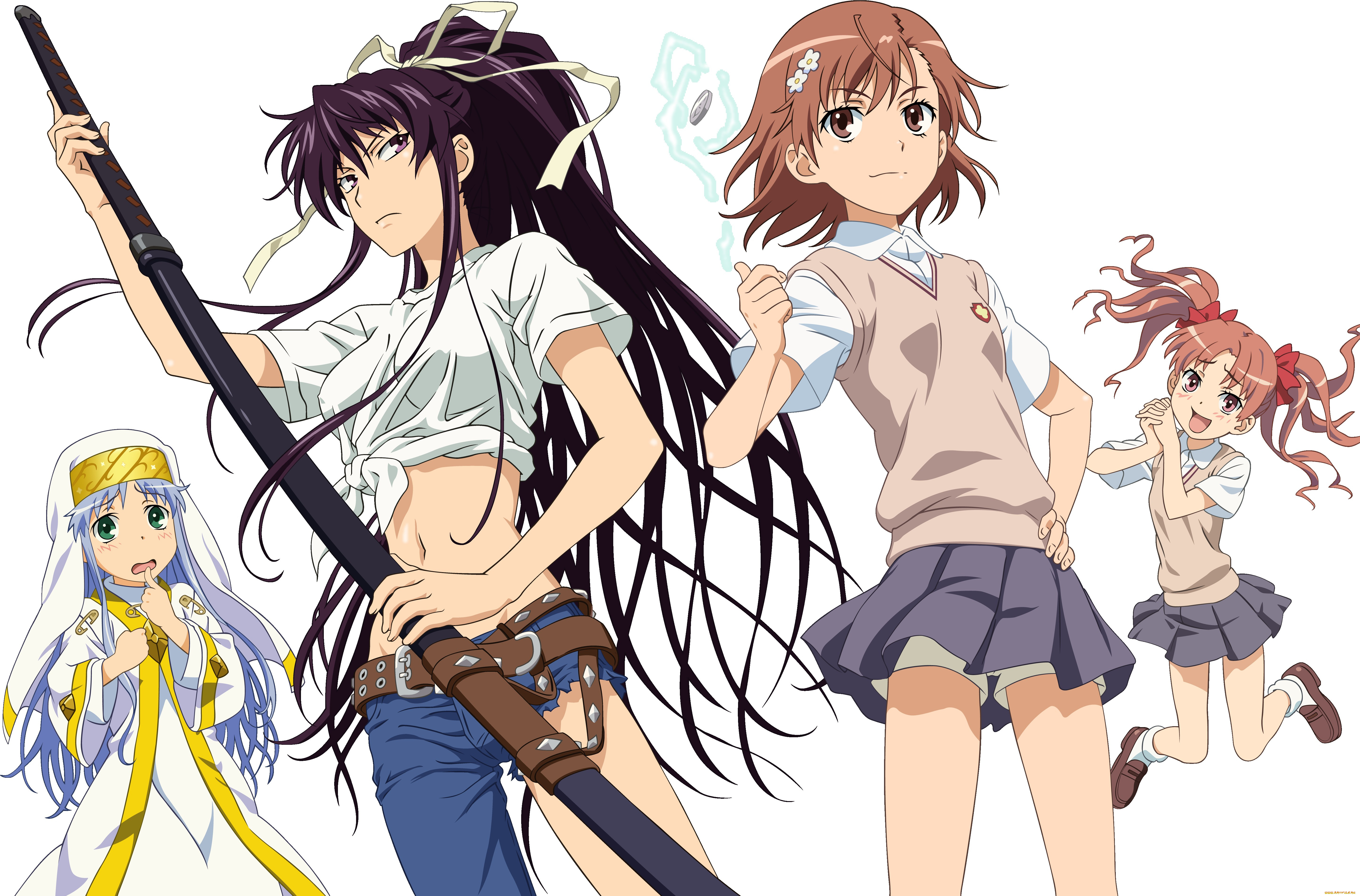 аниме, toaru, majutsu, no, index, to, aru, misaka, mikoto, shirai, kuroko, kanzaki, kaori