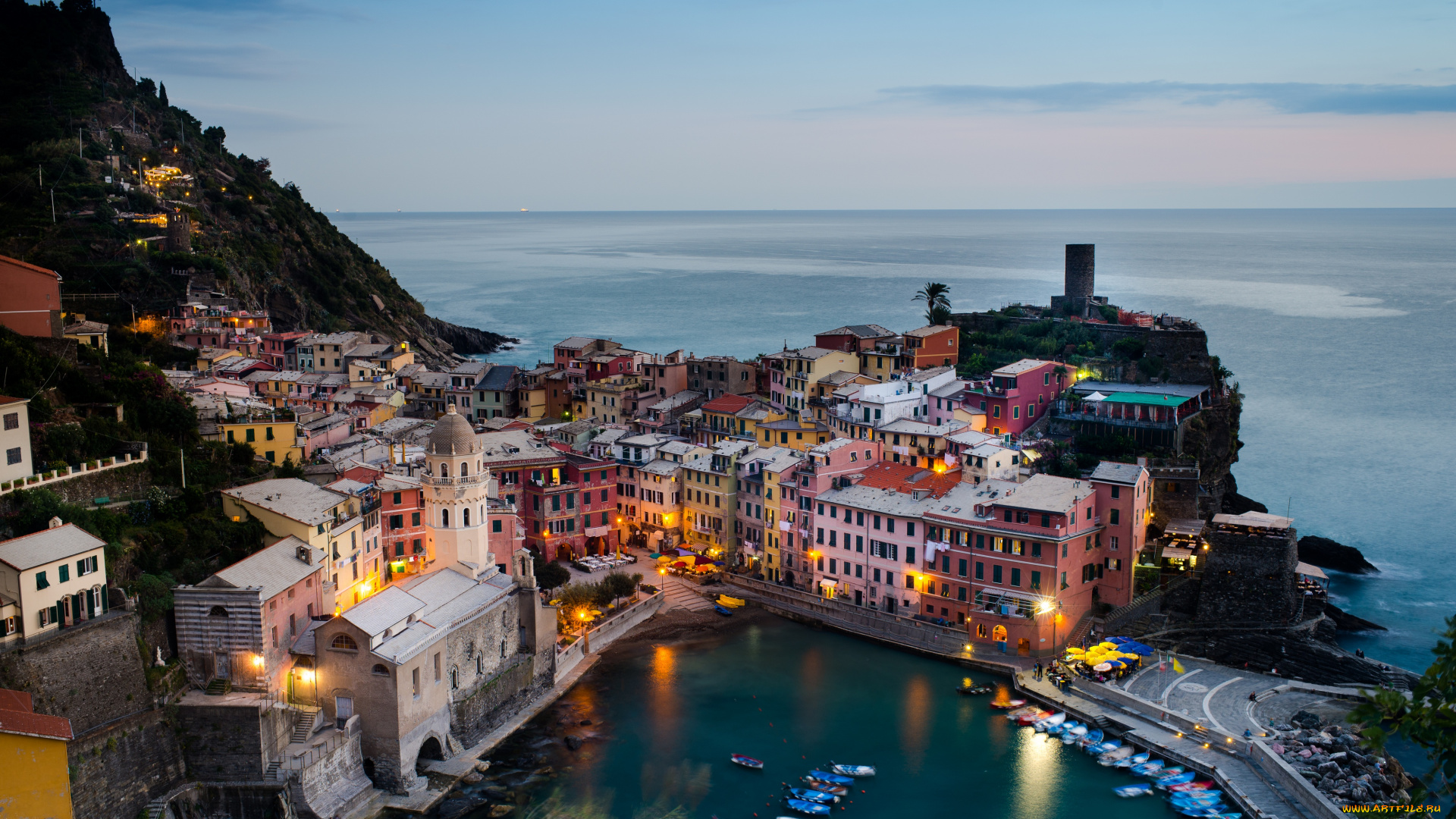 города, амальфийское, и, лигурийское, побережье, , италия, вид, сверху, панорама