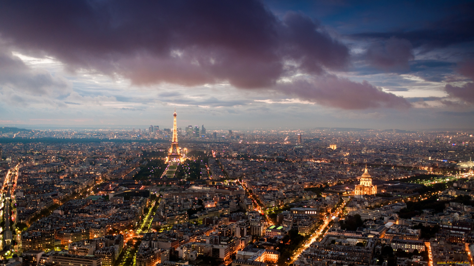 города, париж, , франция, панорама