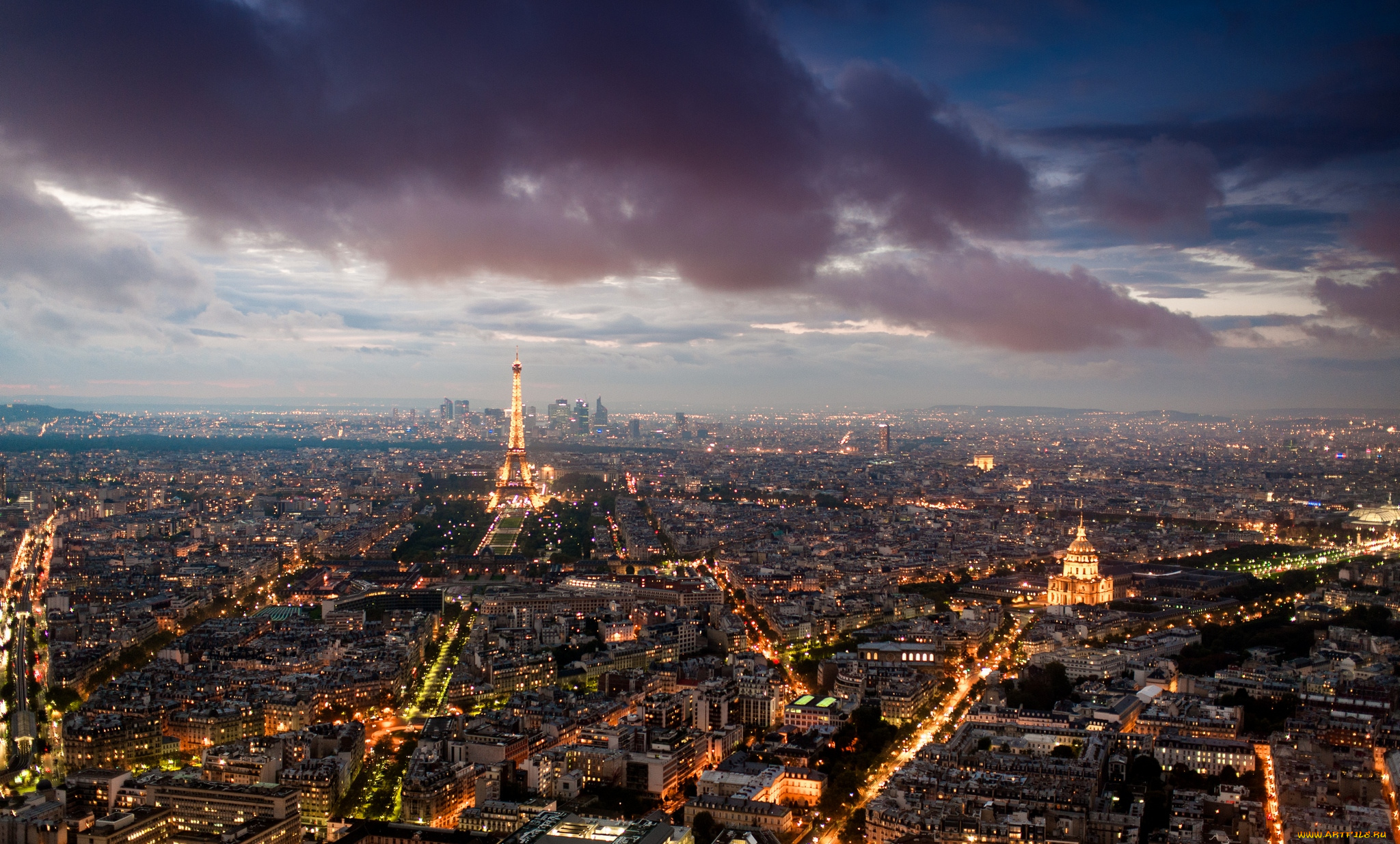 города, париж, , франция, панорама