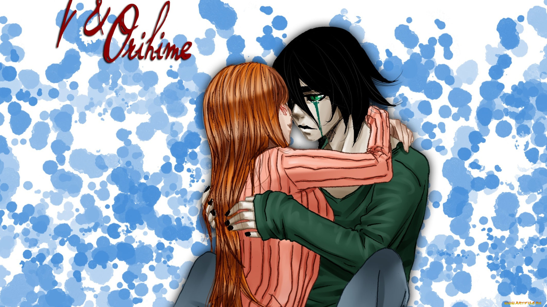 разное, арты, пара, арт, блич, любовь, орихиме, улькиора, девушка, парень