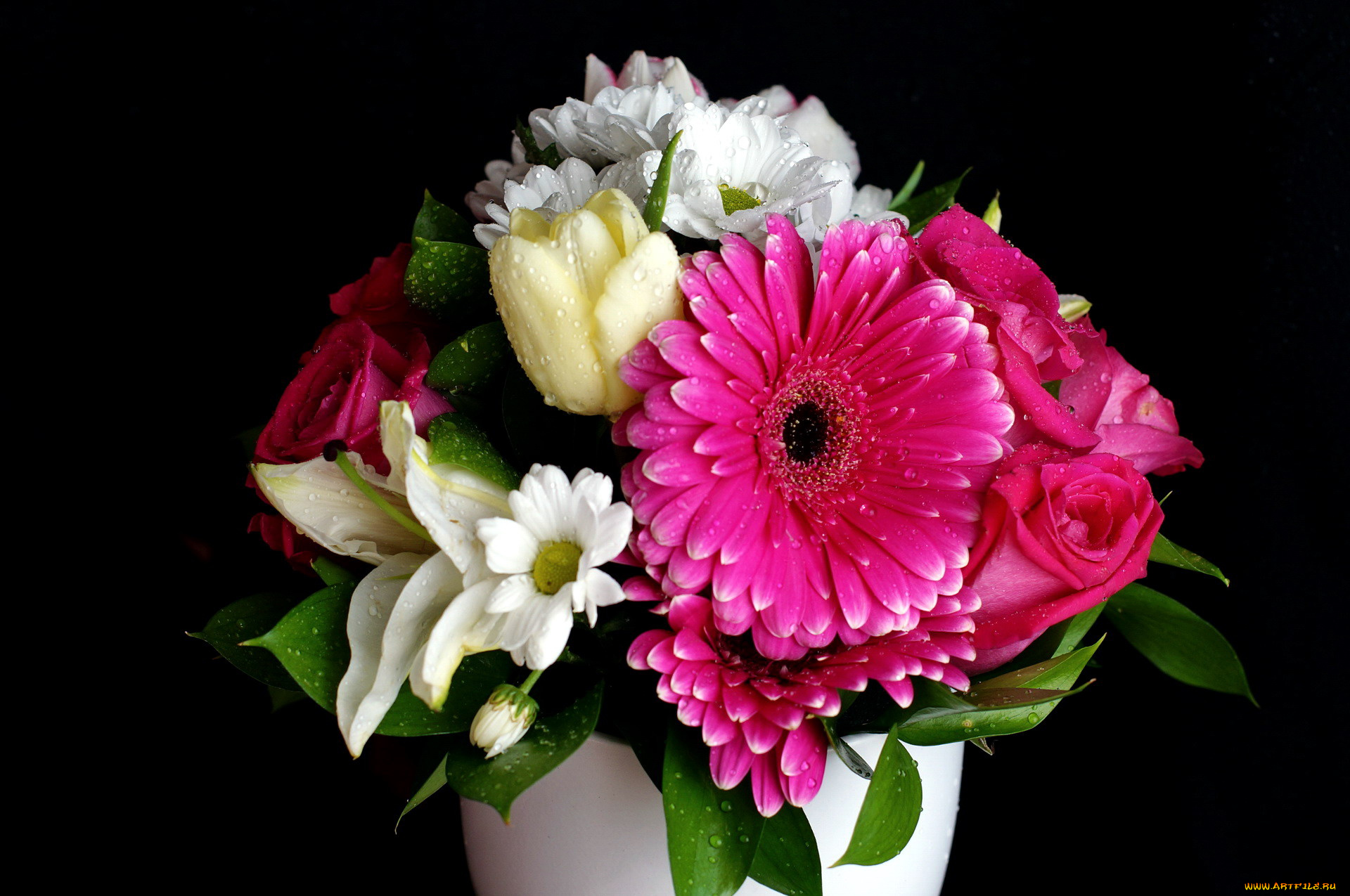 цветы, букеты, , композиции, гербера, роза, лилия