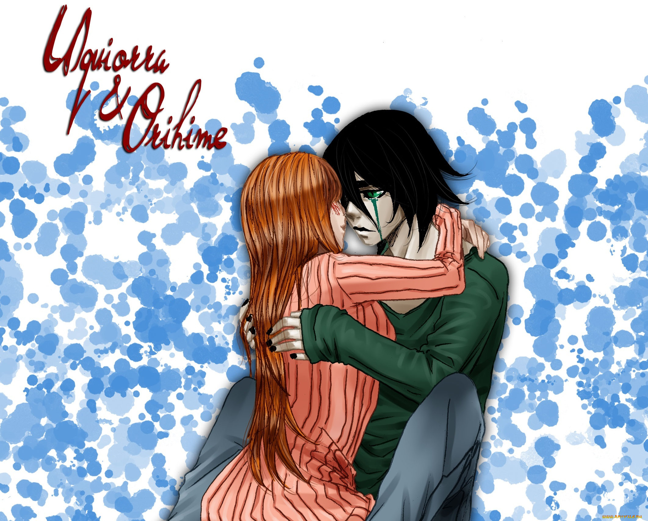 разное, арты, пара, арт, блич, любовь, орихиме, улькиора, девушка, парень