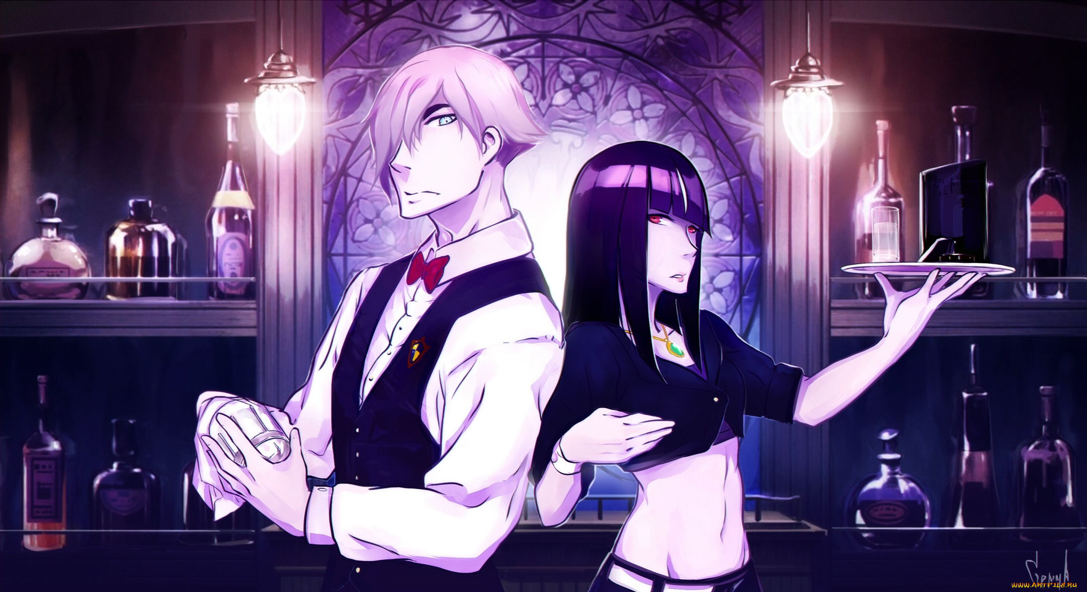 разное, арты, death, billiards, девушка, парень, anime, kurokami, no, onna, decim, quindecim, аниме