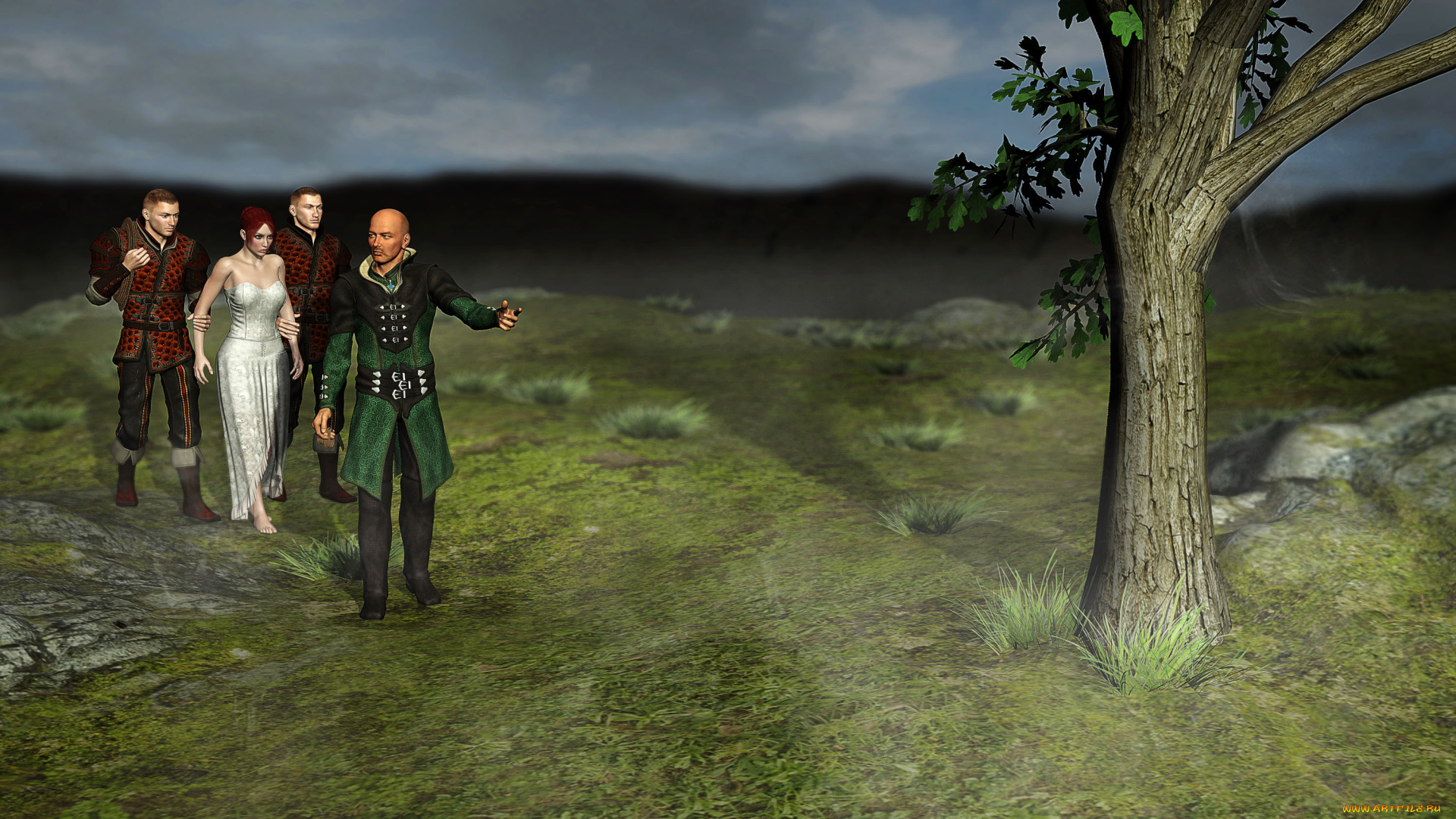 3д, графика, фантазия, , fantasy, фон, парни, взгляд, девушка