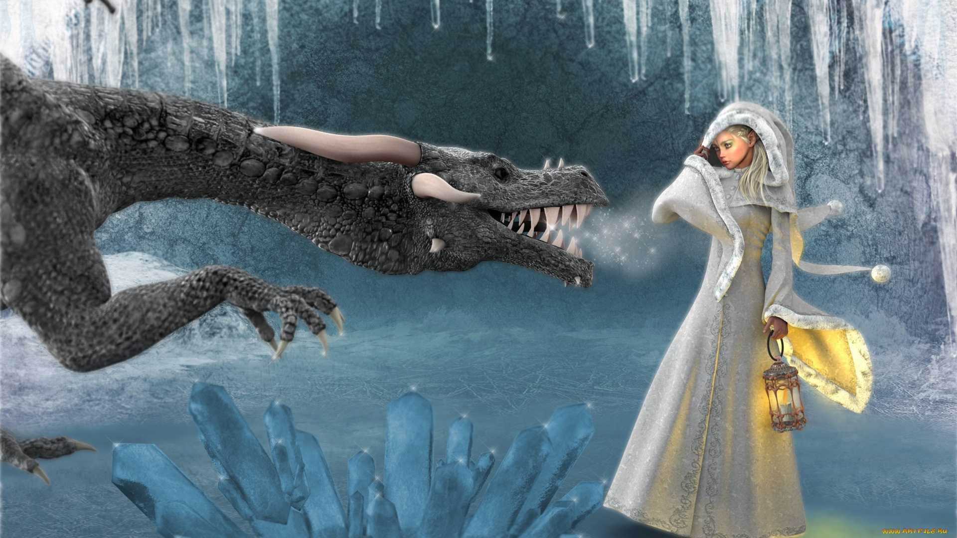 3д, графика, фантазия, , fantasy, взгляд, девушка, дракон, фон