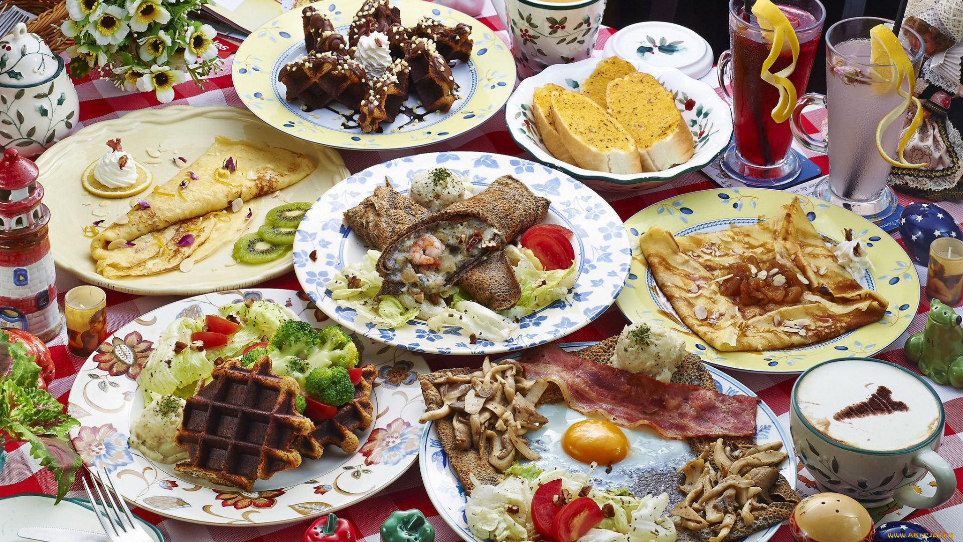еда, разное, салат, коктейль, блюда, блины, яичница, ассорти, вафли, кофе