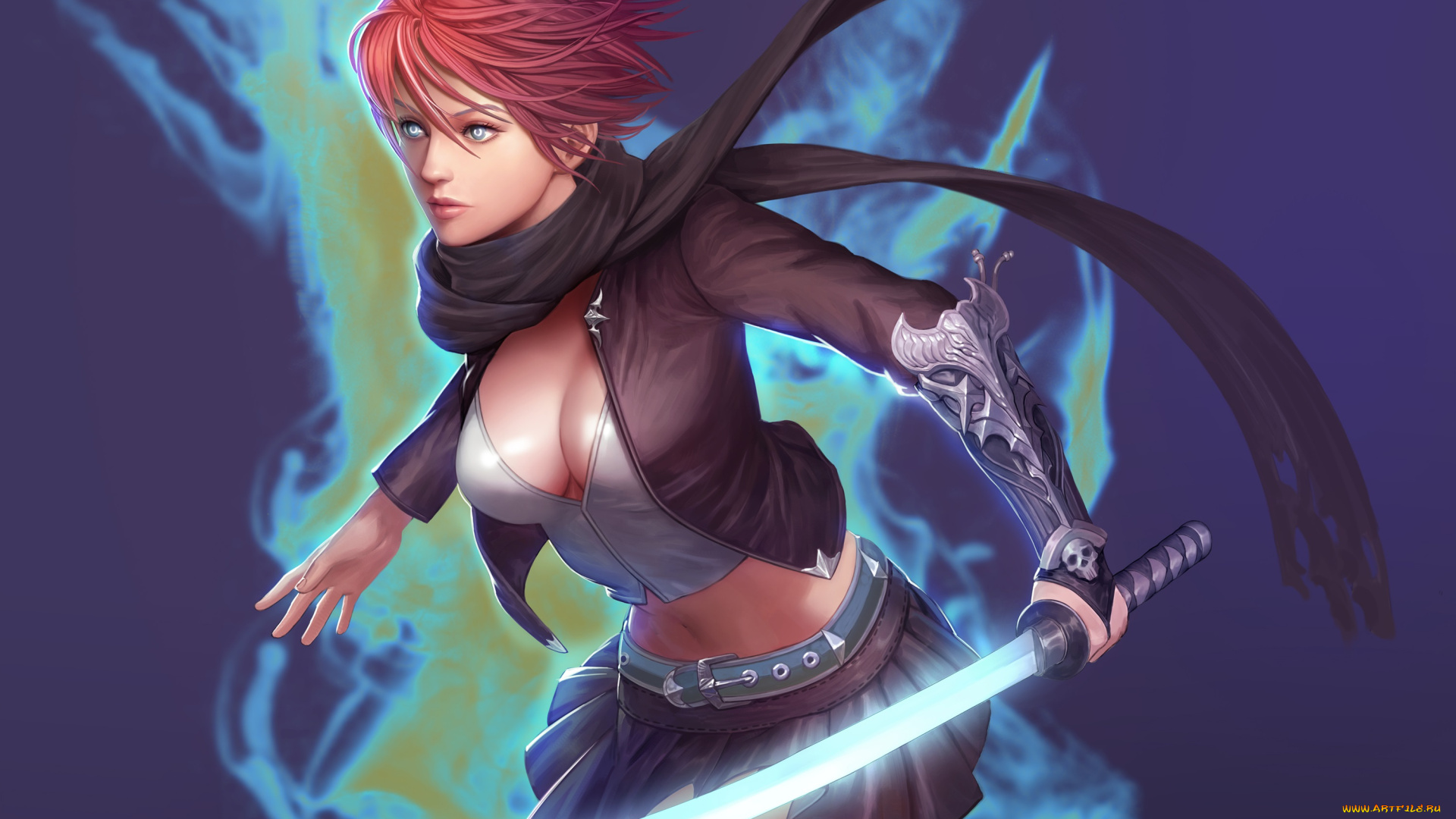 фэнтези, девушки, меч, девушка, saringongja