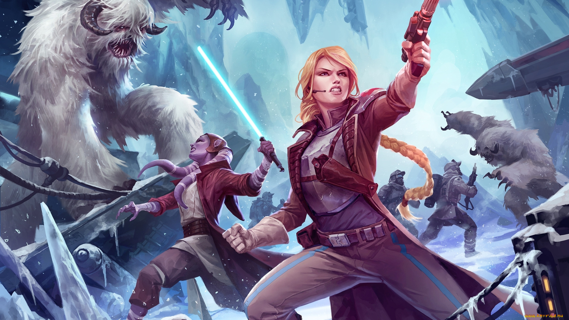 фэнтези, _star, wars, star, wars, wampa, повстанцы, арт, lightsaber, jedi