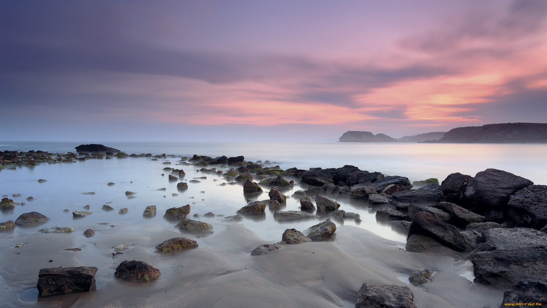 природа, побережье, пейзаж, закат, море