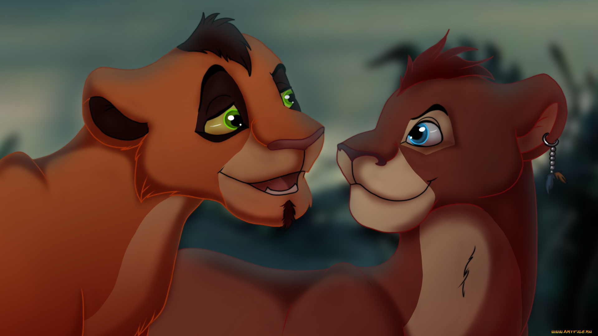 векторная, графика, мультфильмы, , cartoons, львята