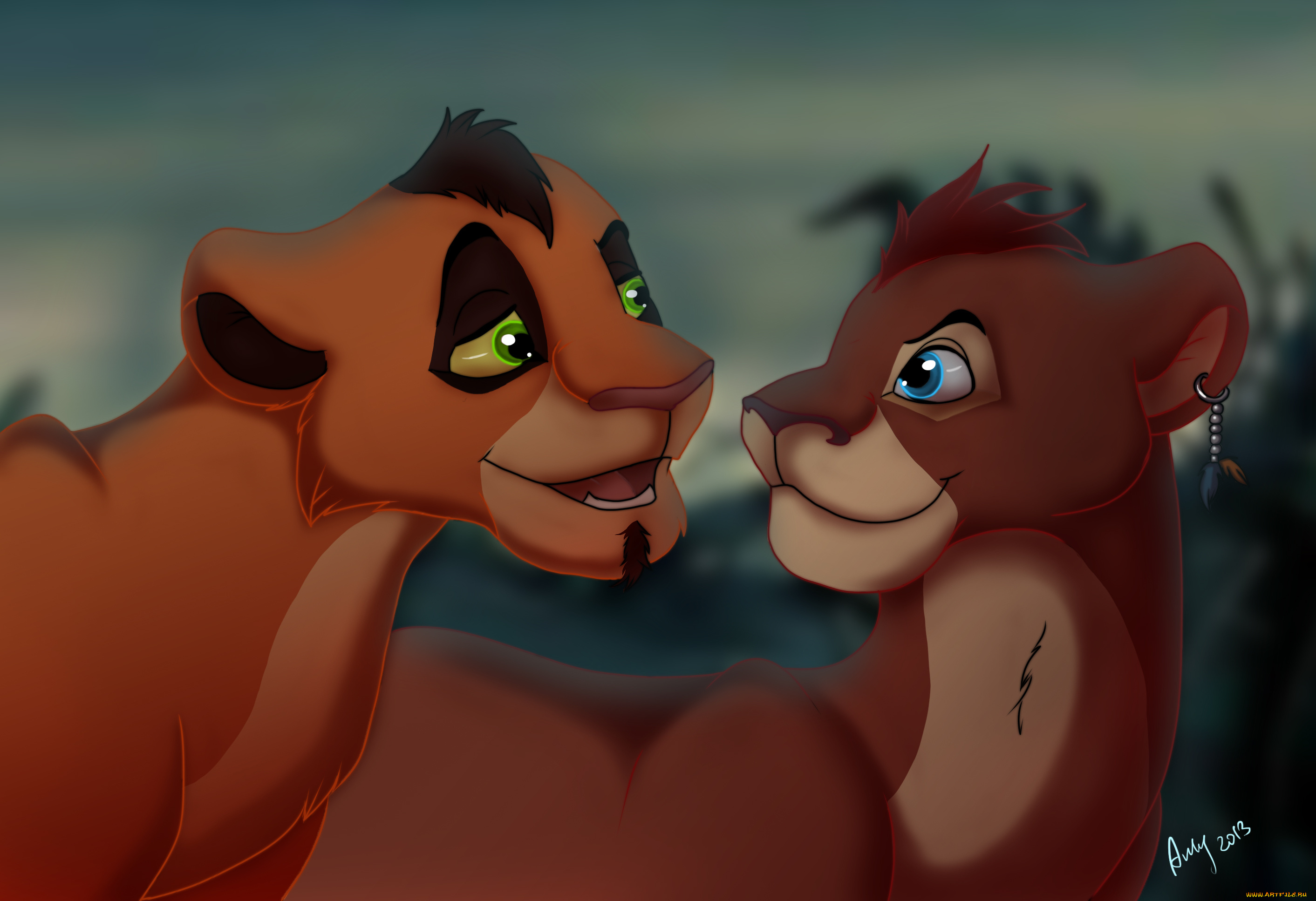 векторная, графика, мультфильмы, , cartoons, львята