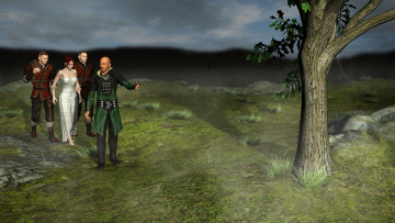 обоя 3д графика, фантазия , fantasy, фон, парни, взгляд, девушка