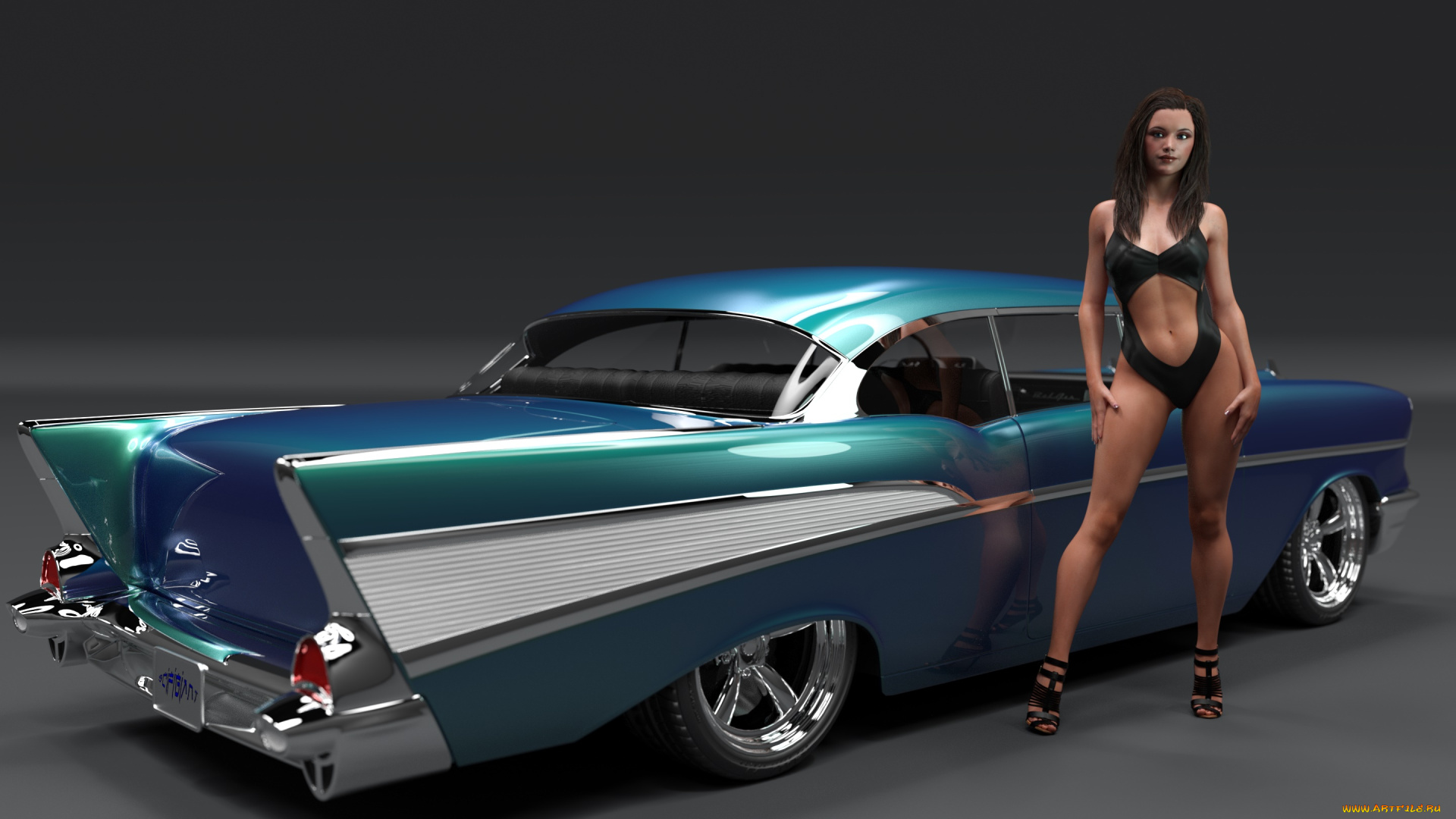 3д, графика, люди-авто, мото, , people-, car, , , moto, взгляд, девушка, автомобиль, фон