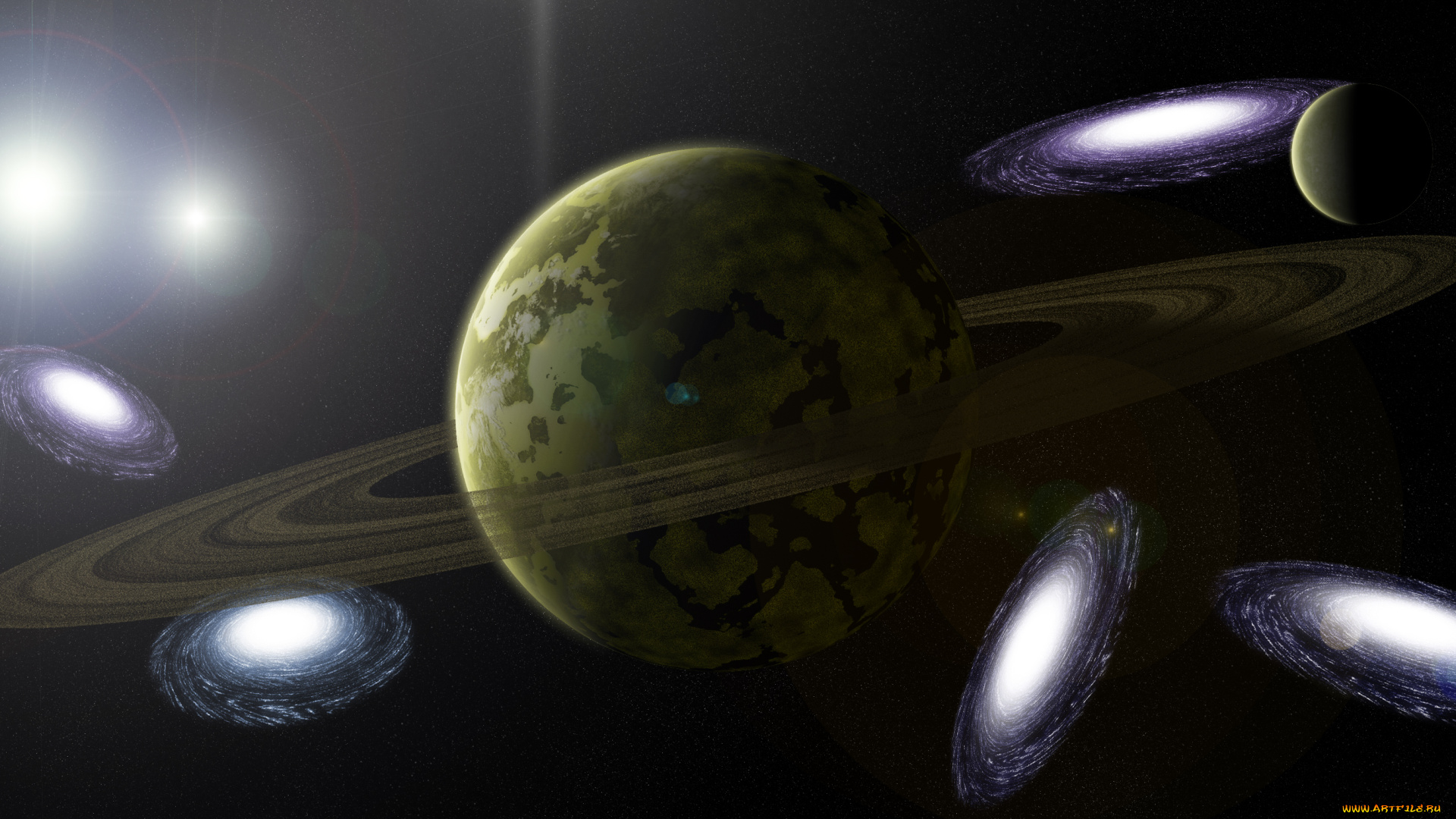 космос, арт, планеты, вселенная, звезды, галактика