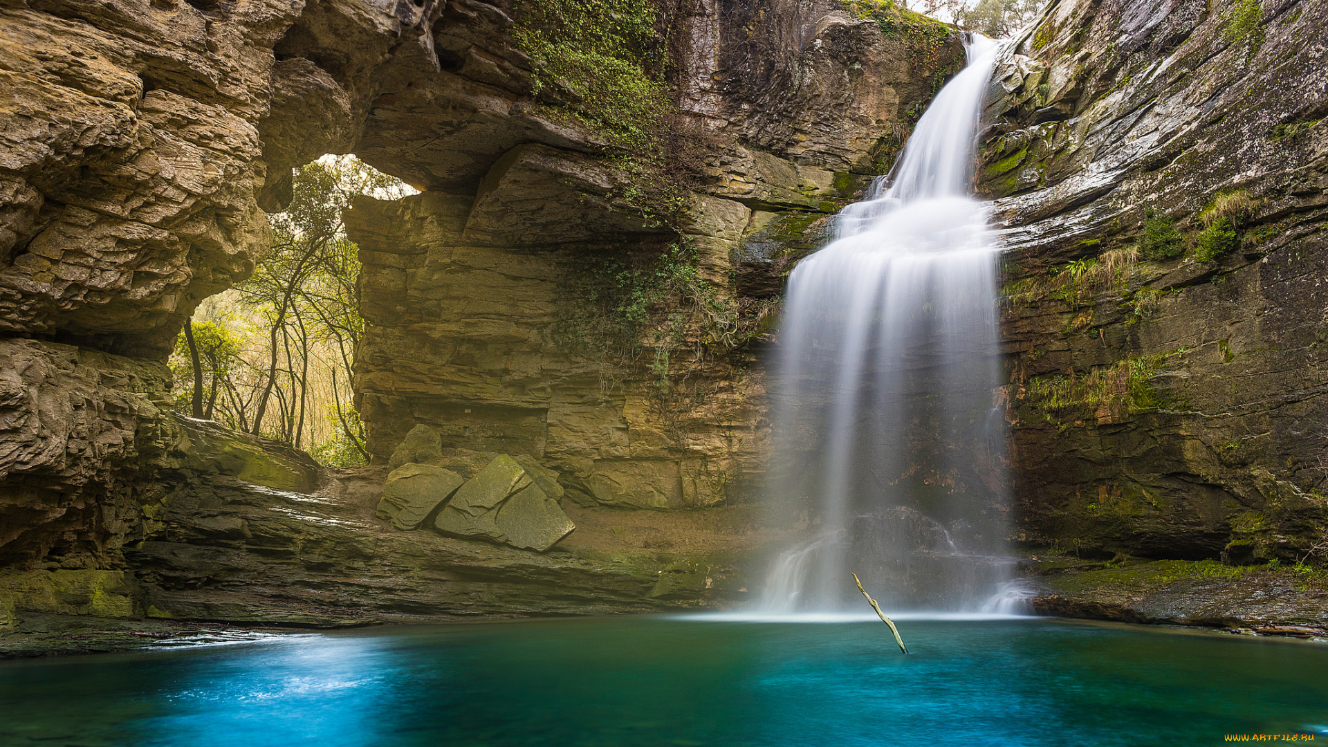 природа, водопады, водопад, река, лес