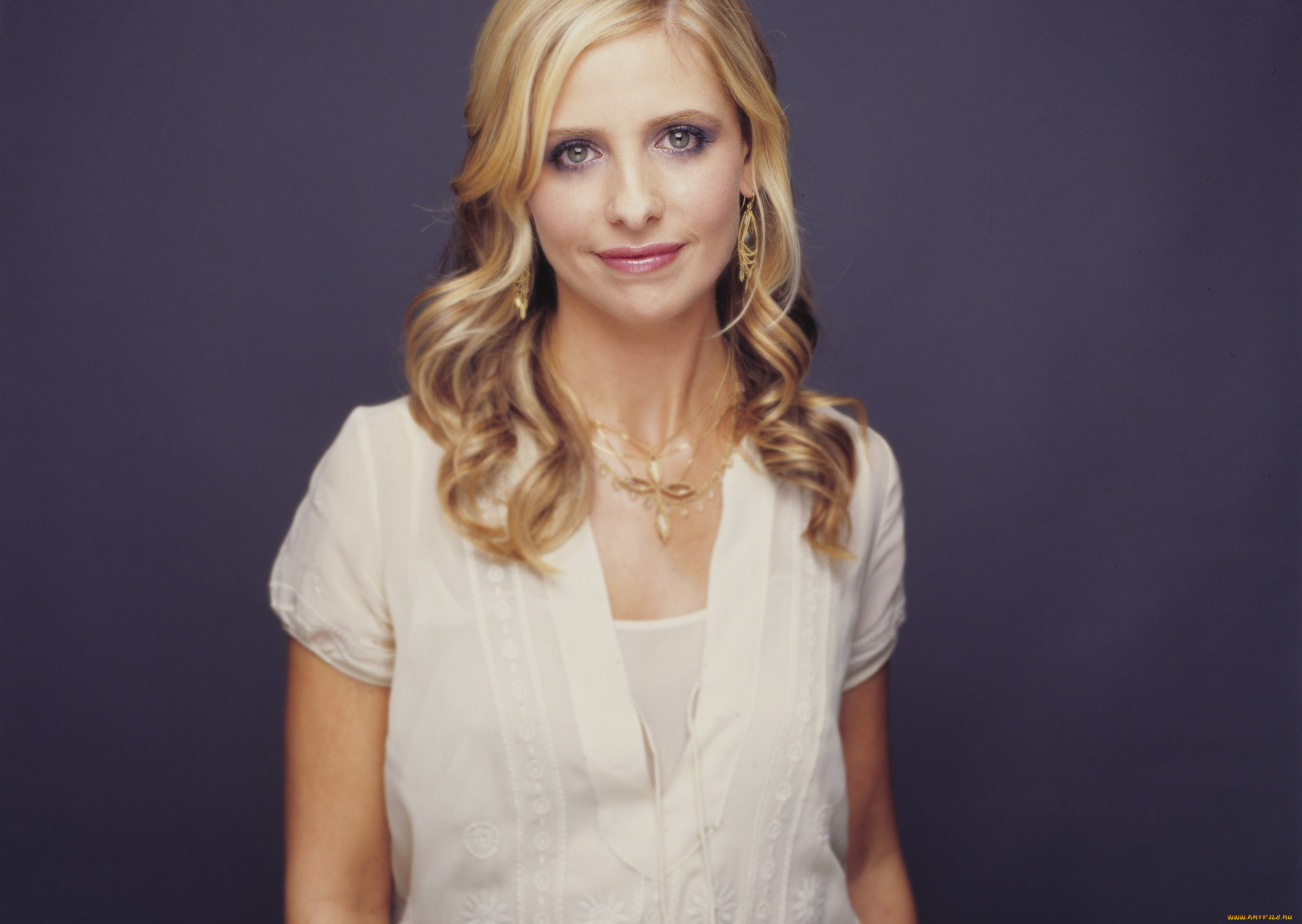 девушки, sarah, michelle, gellar, блондинка, актриса, сара, мишель, геллар, улыбка, лицо, цепочка