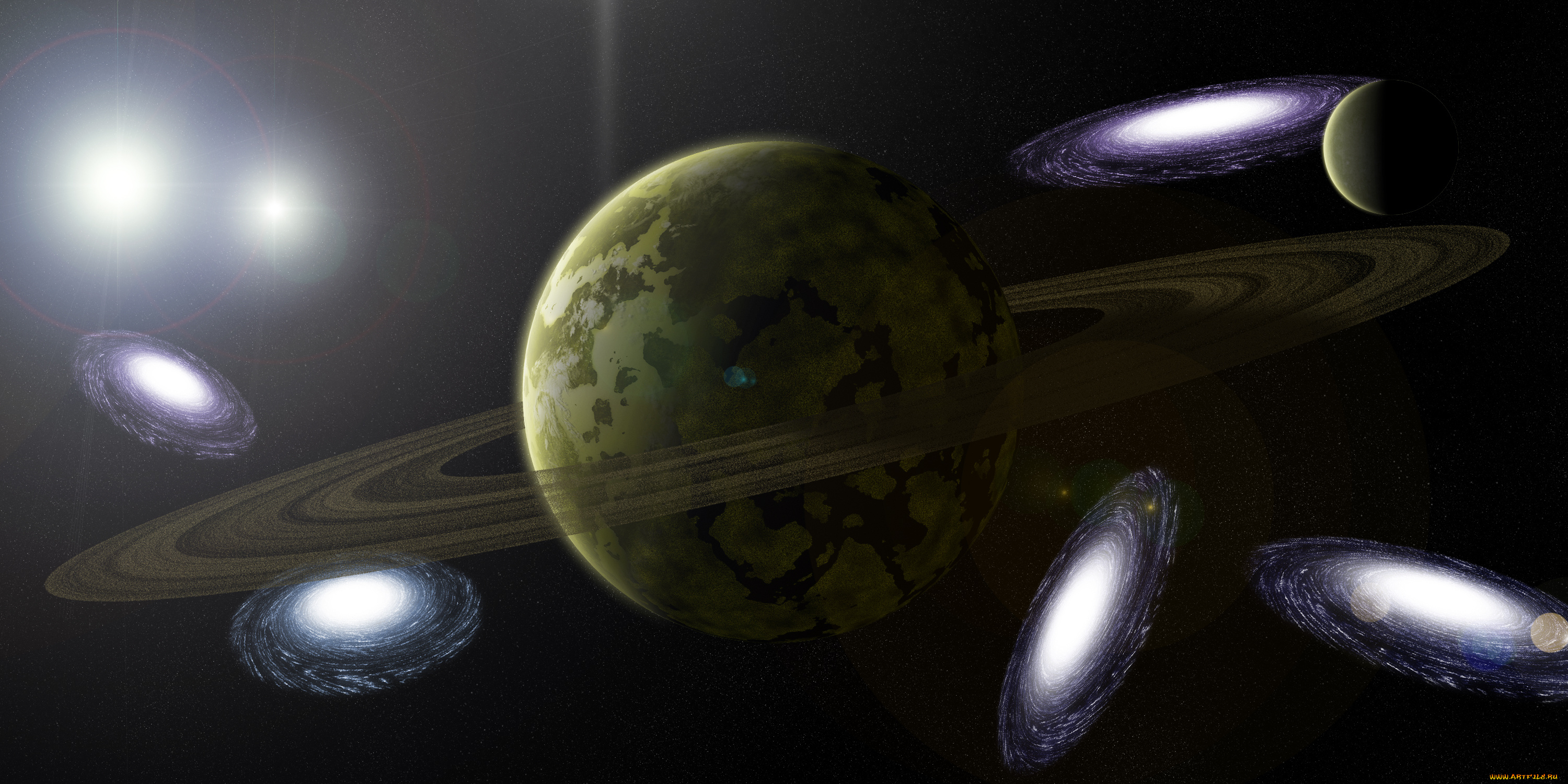 космос, арт, планеты, вселенная, звезды, галактика