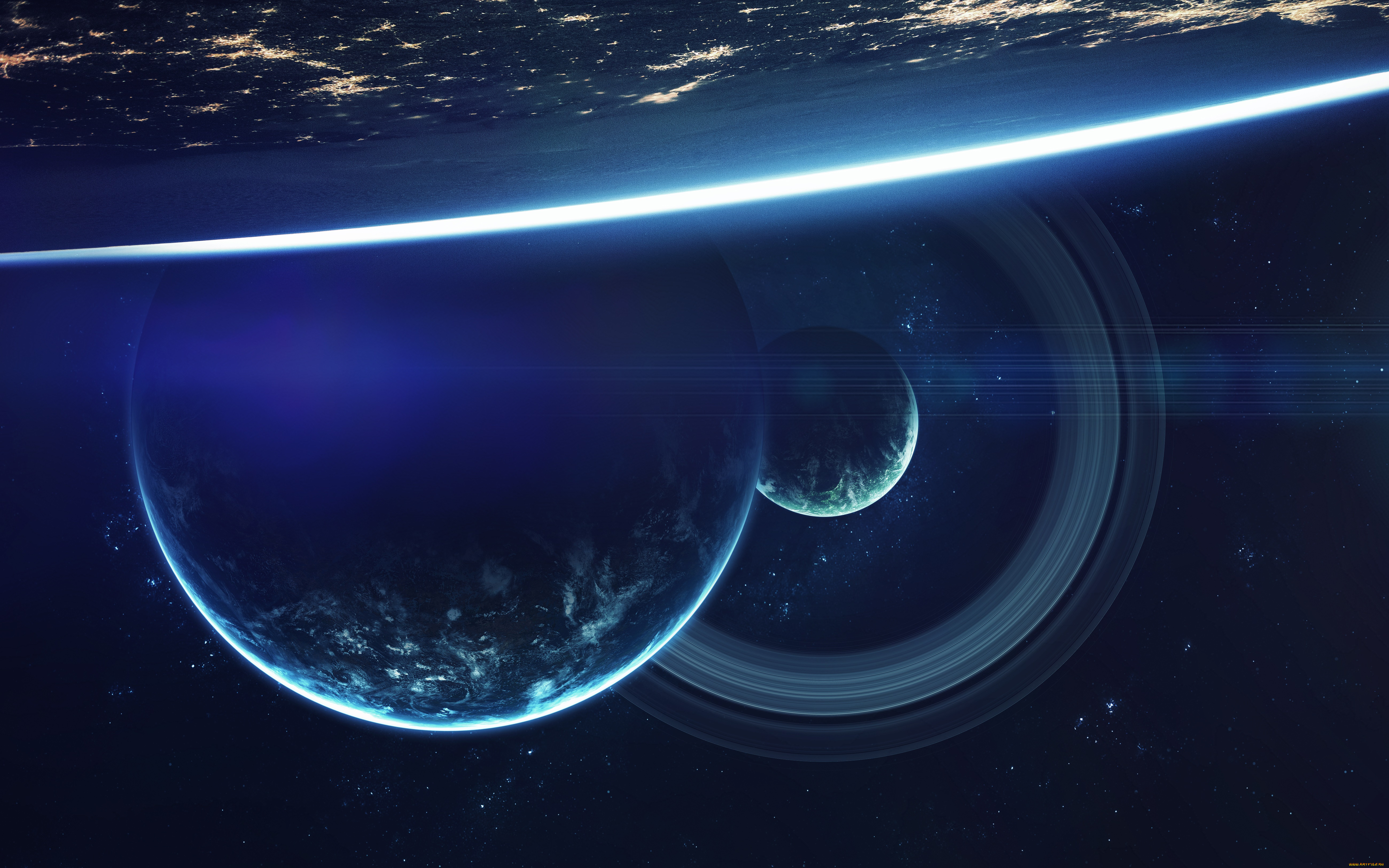 космос, арт, планеты, вселенная, звезды, галактика