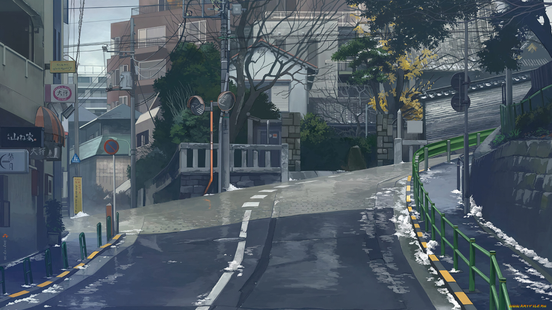 аниме, город, , улицы, , интерьер, , здания, дорога