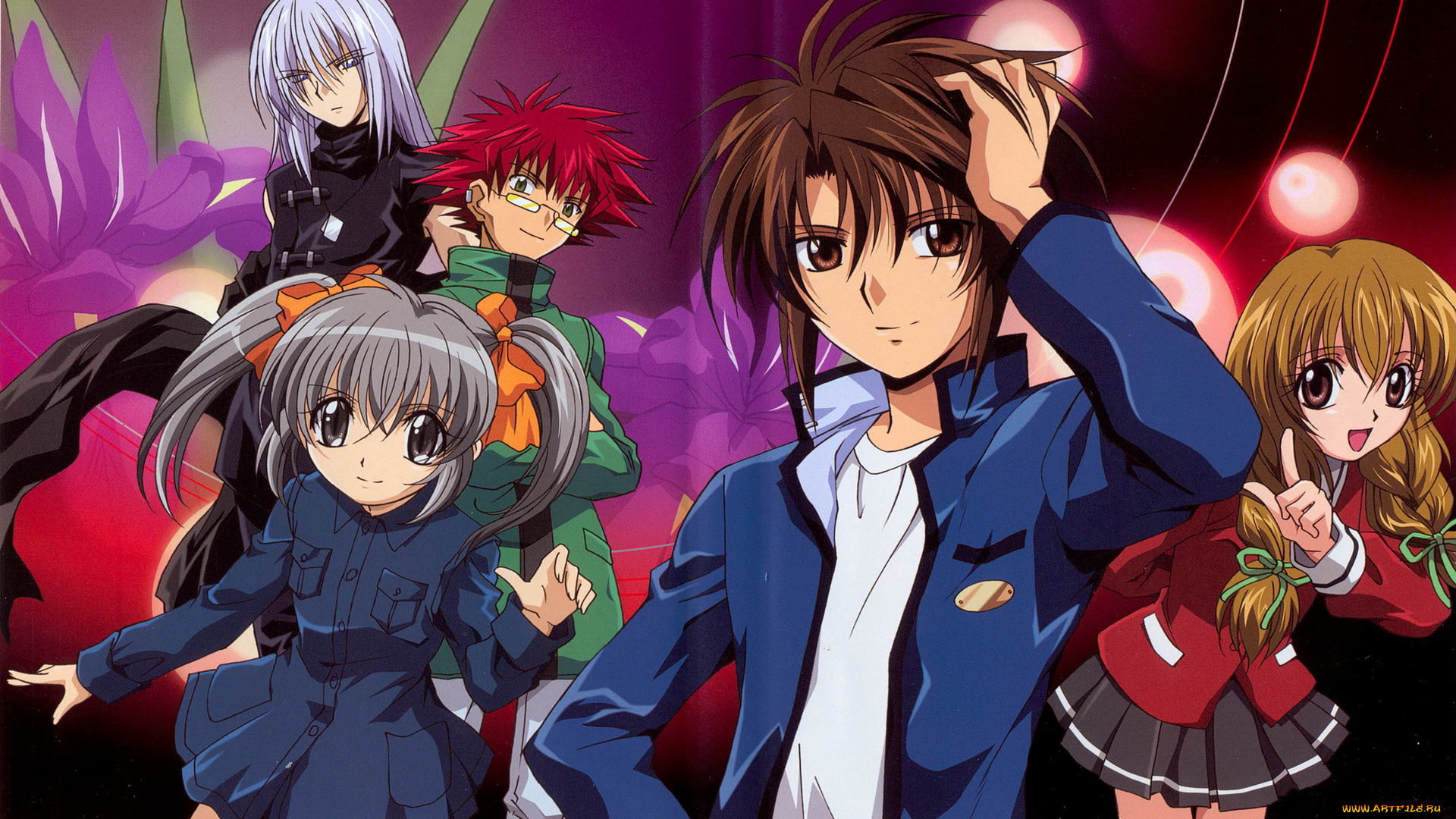 аниме, spiral, цветы, парни, девочки