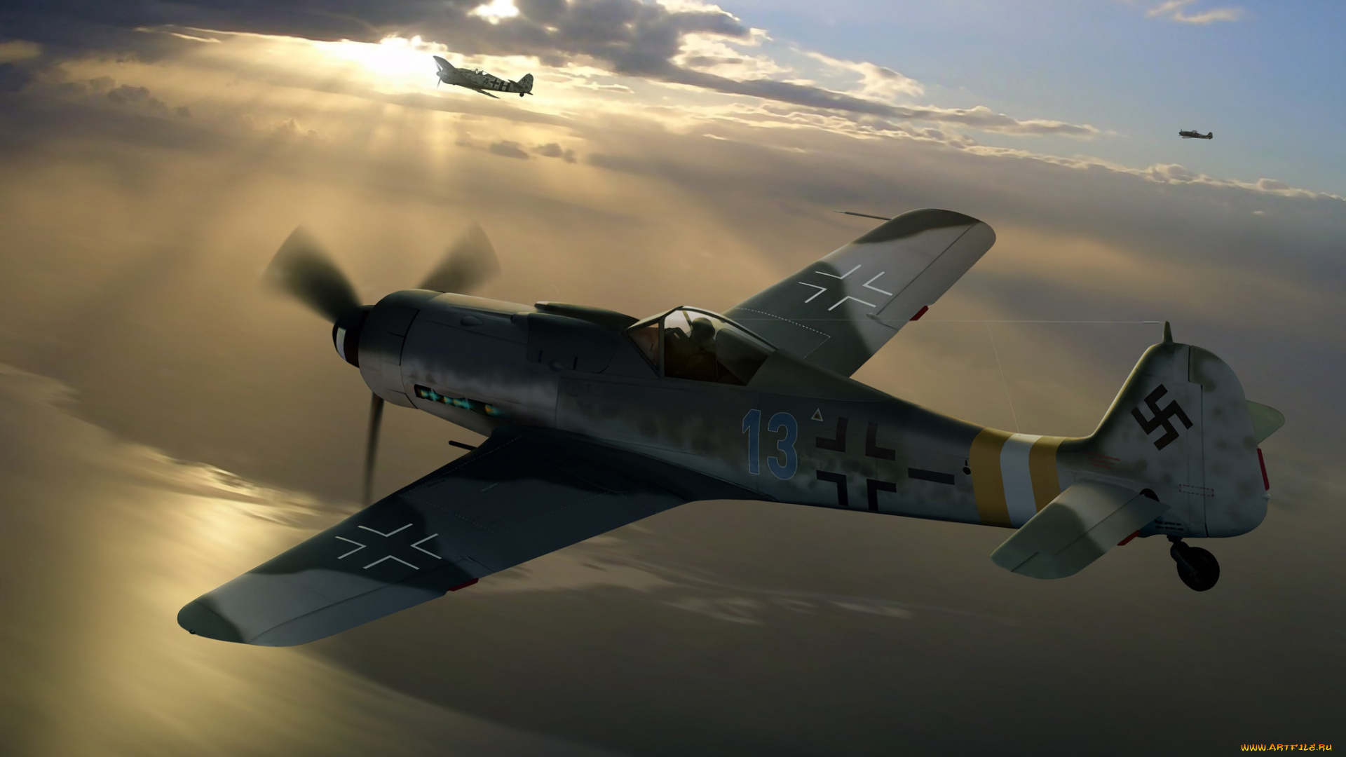 авиация, 3д, рисованые, v-graphic, 190d-9, fw, истребитель-моноплан, focke, -wulf, ww2, luftwaffe