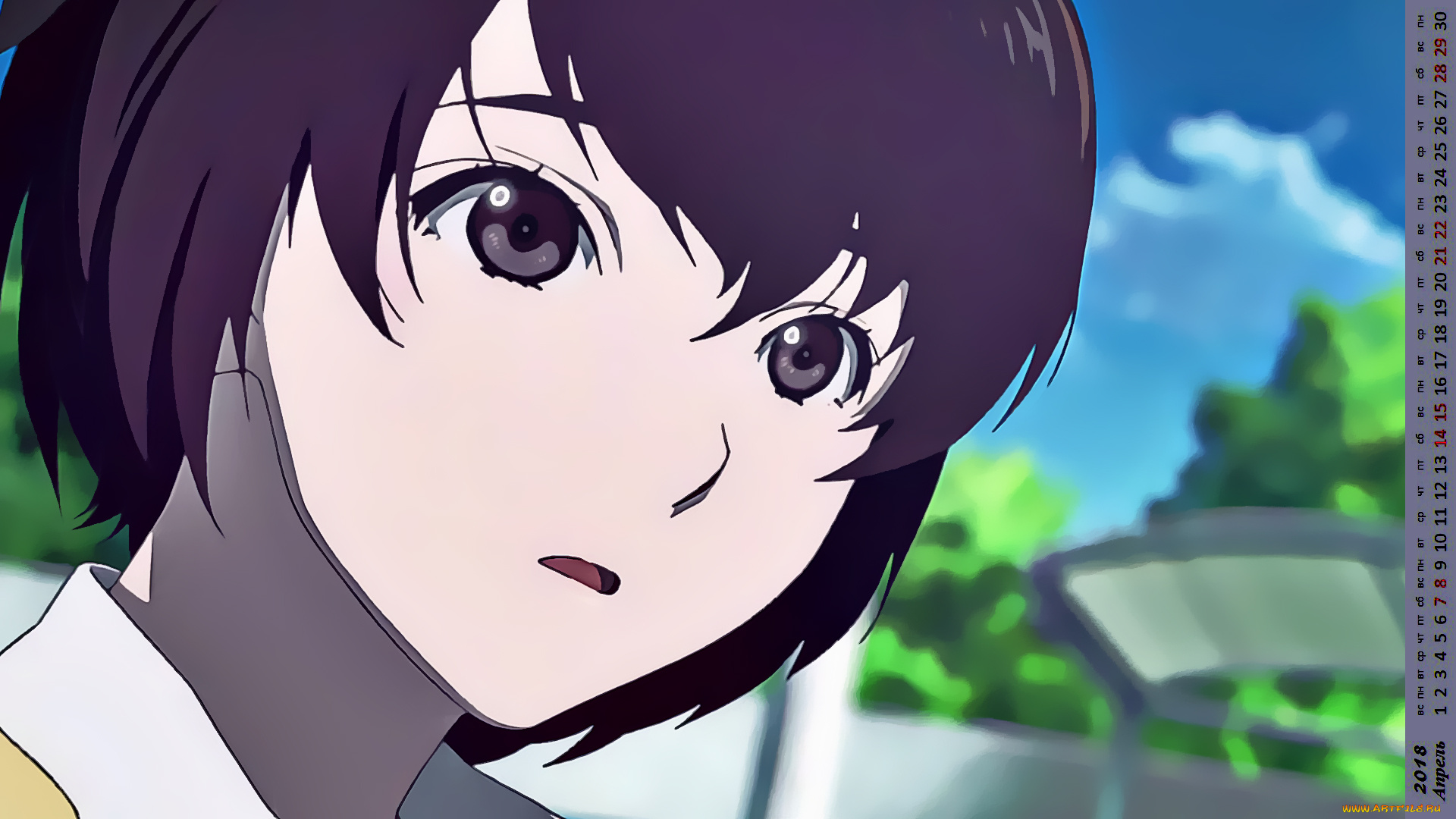 календари, аниме, лицо, взгляд, девушка