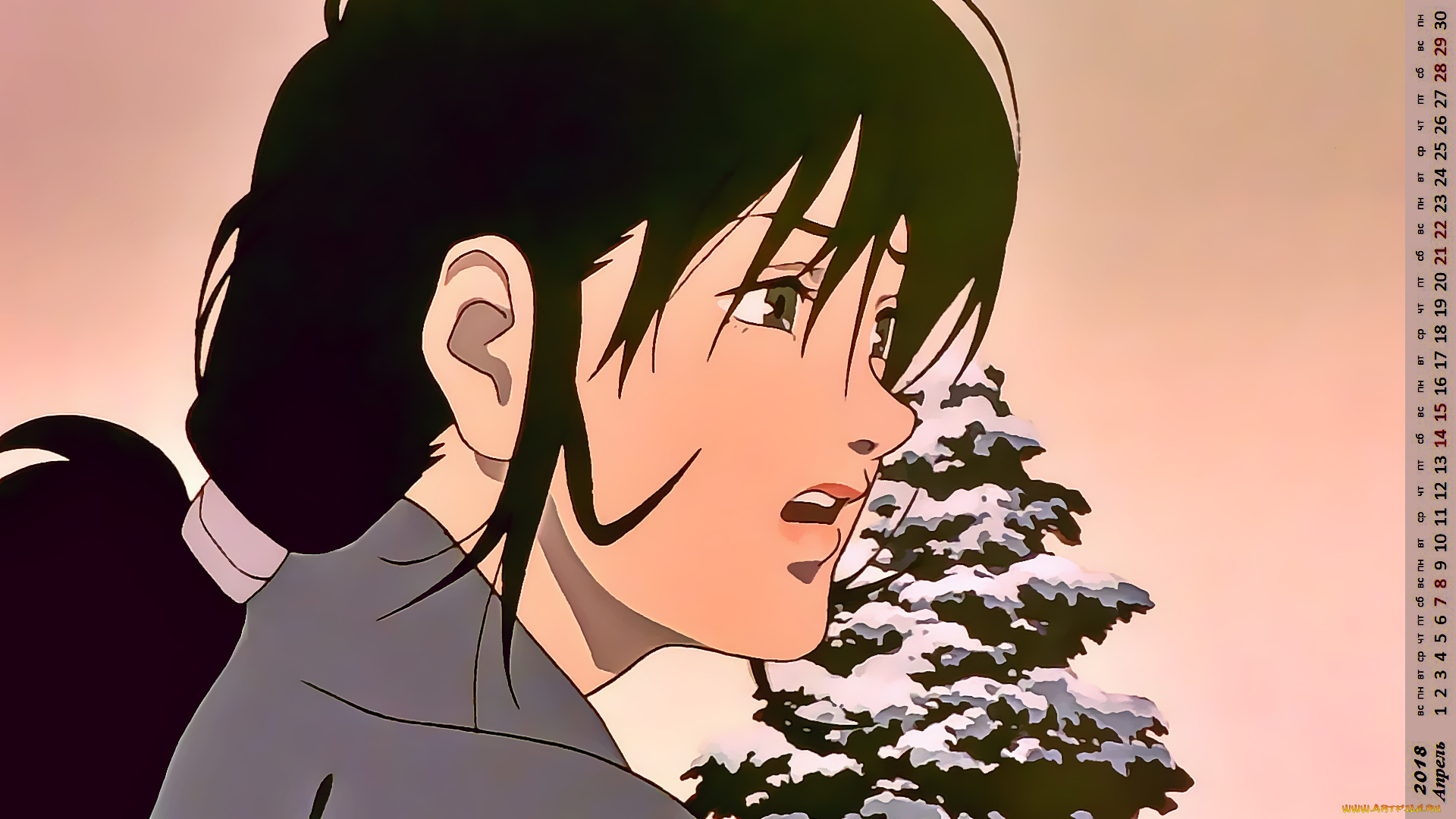 календари, аниме, профиль, лицо, взгляд, девушка