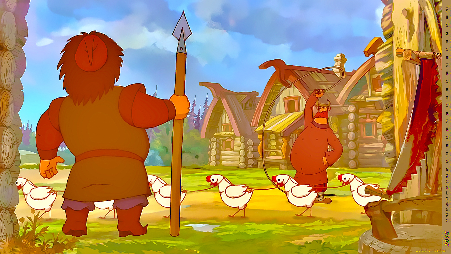 календари, кино, , мультфильмы, плен, изба, курица, человек