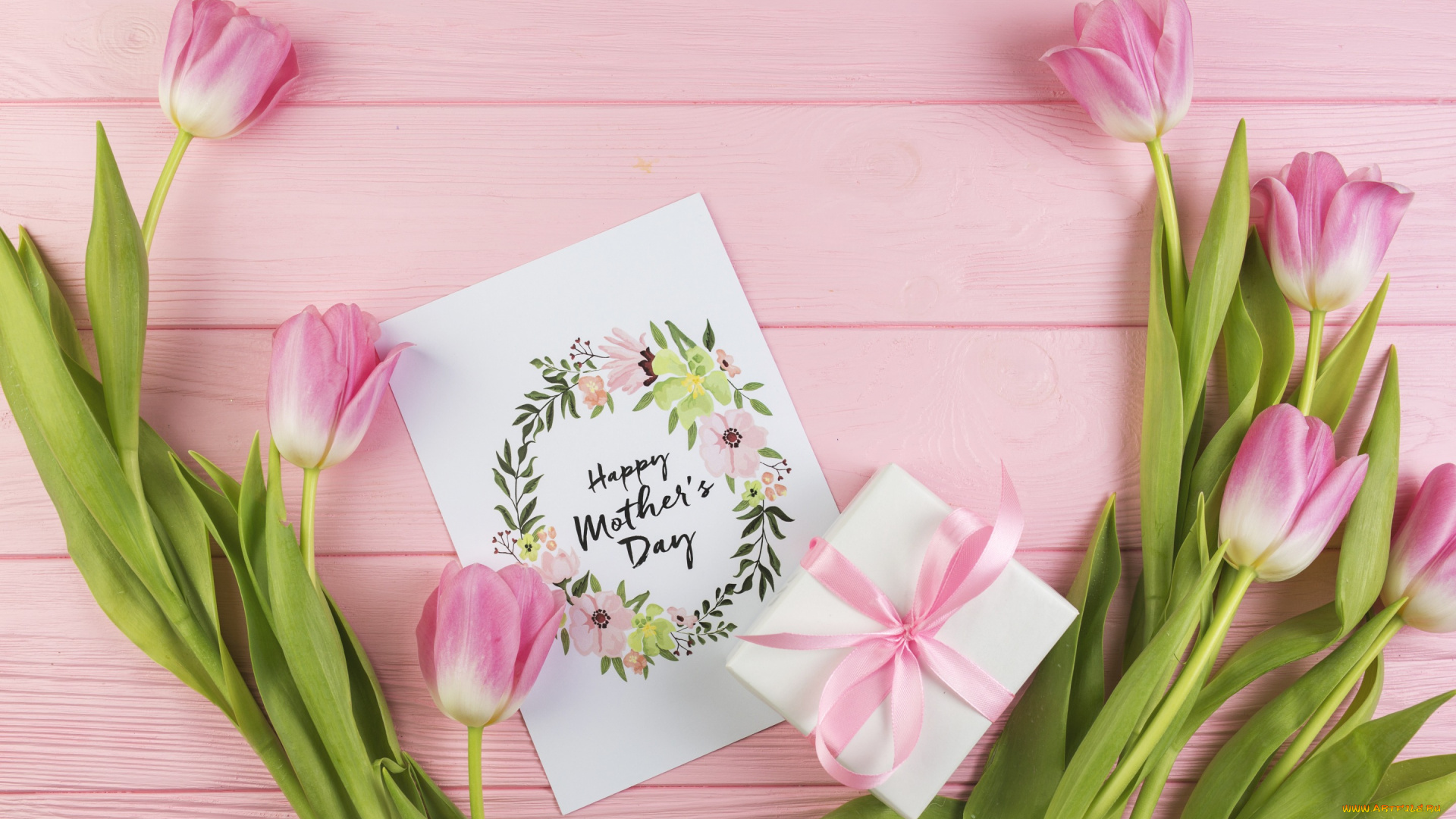 праздничные, день, матери, with, love, spring, розовые, букет, tender, gift, romantic, тюльпаны, fresh, цветы, flowers, подарок, tulips, pink, wood