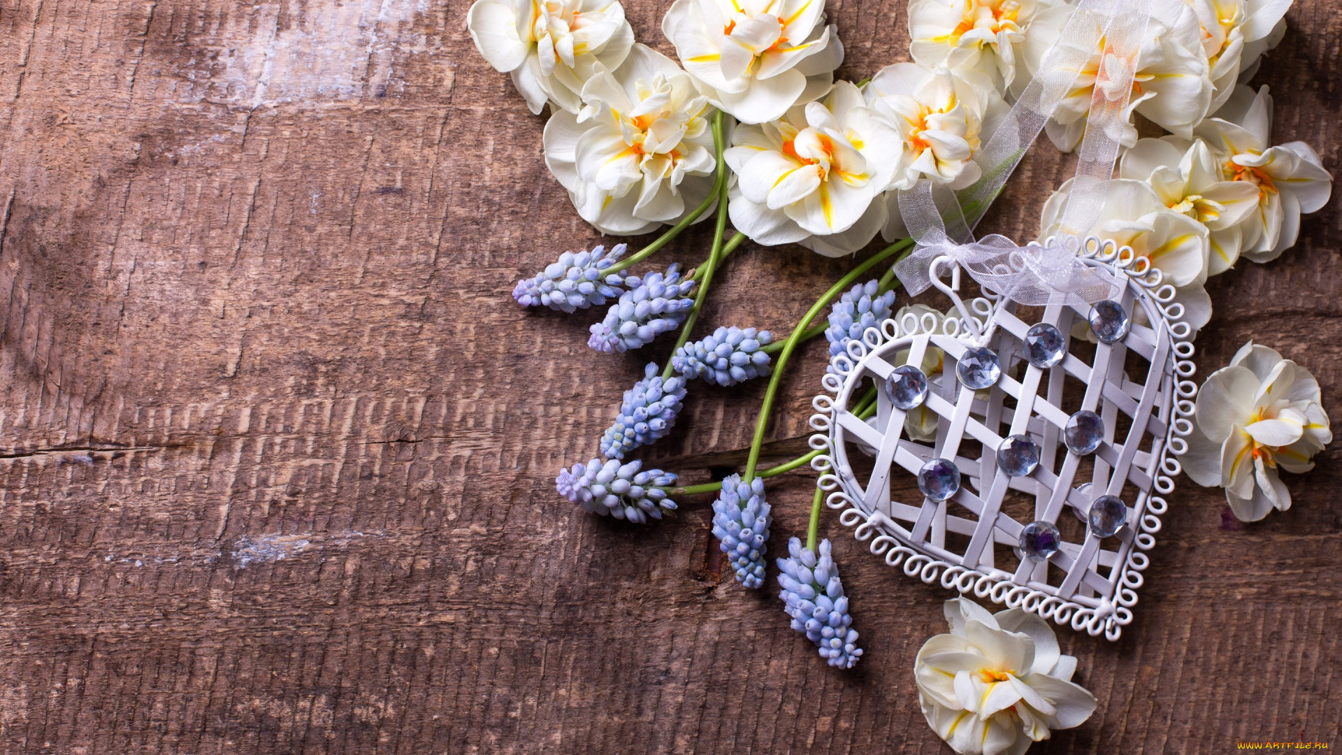 праздничные, день, святого, валентина, , сердечки, , любовь, весна, heart, love, wood, romantic, сердце, spring, flowers, цветы