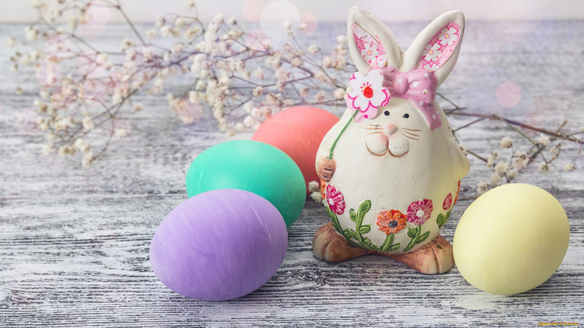 праздничные, пасха, happy, easter, wood, decoration, eggs, spring, яйца, крашеные, весна, цветы, flowers