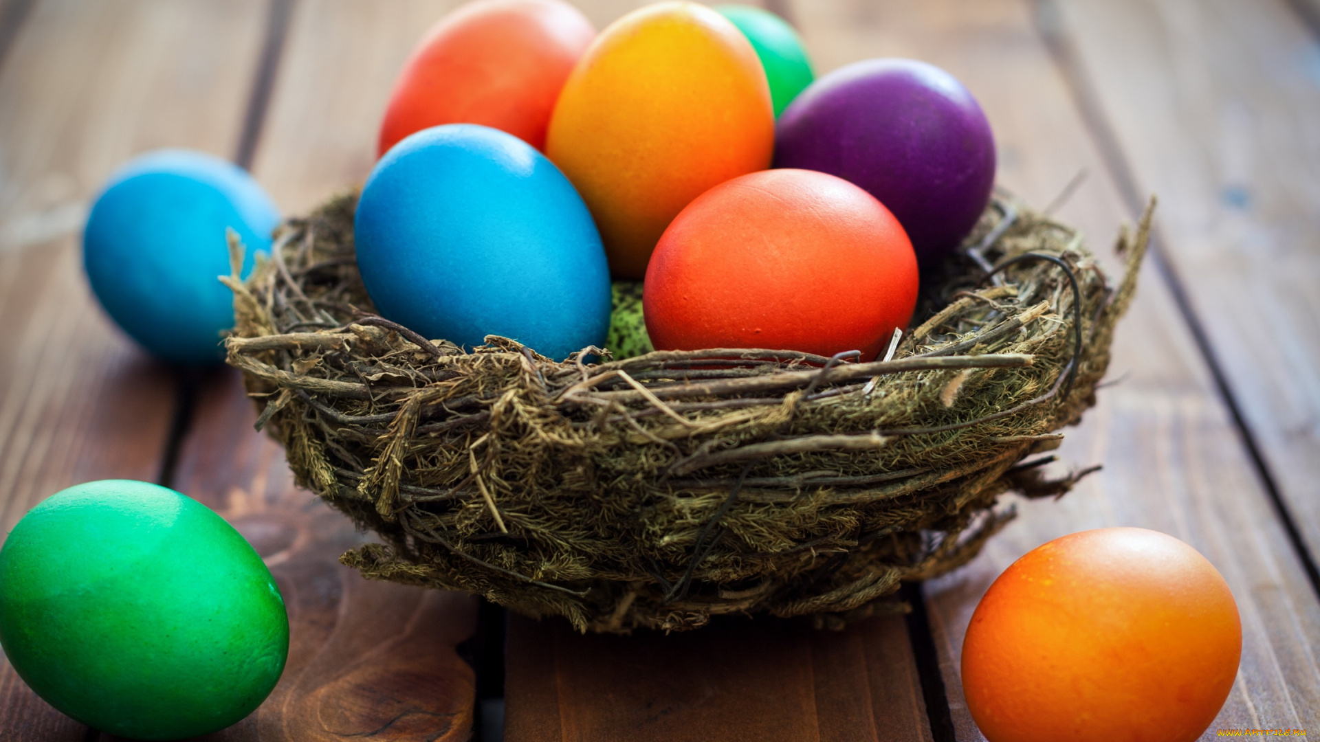 праздничные, пасха, корзина, decoration, colorful, wood, easter, яйца, крашеные, spring, happy, eggs