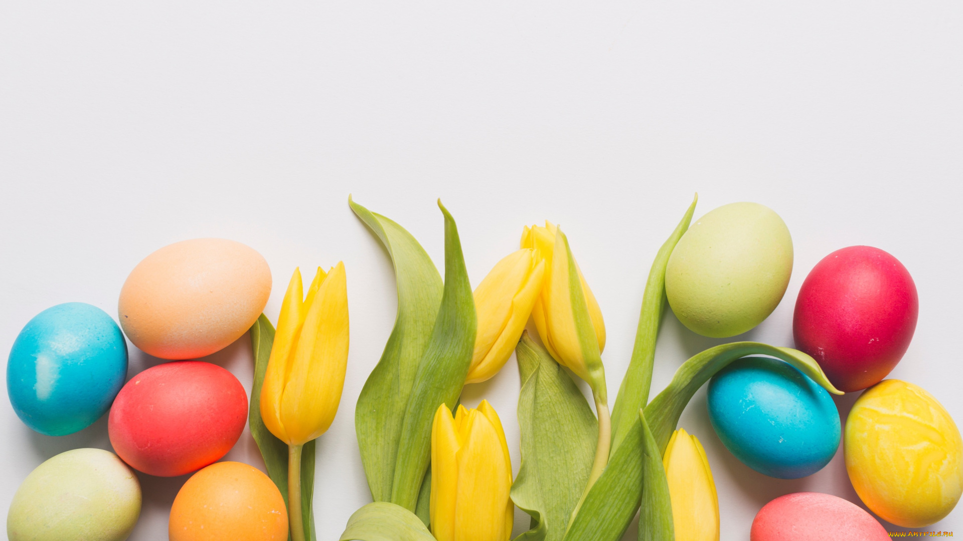 праздничные, пасха, весна, tulips, тюльпаны, easter, желтые, decoration, цветы, happy, spring, eggs, яйца, крашеные, flowers, yellow