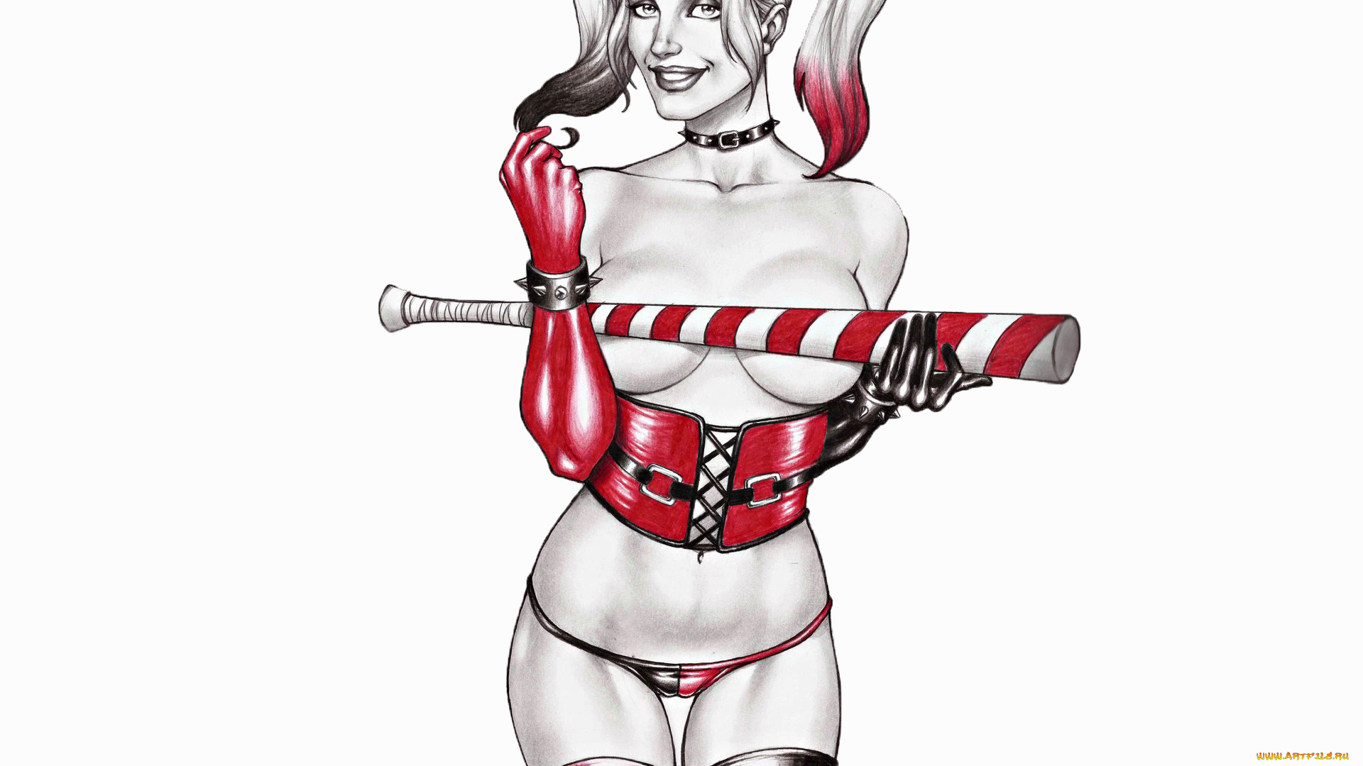 рисованное, комиксы, девушка, фон, взгляд, бита