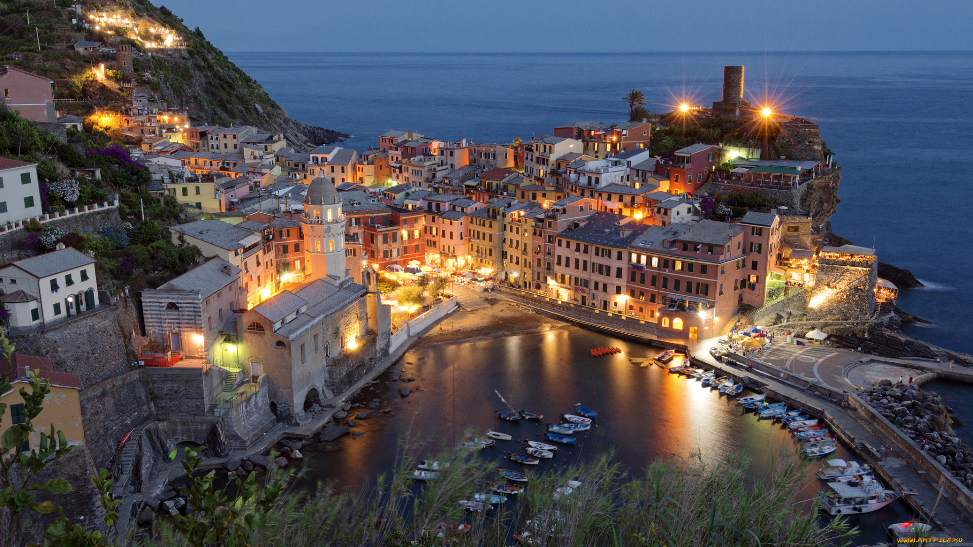 vernazza, города, амальфийское, и, лигурийское, побережье, , италия, простор