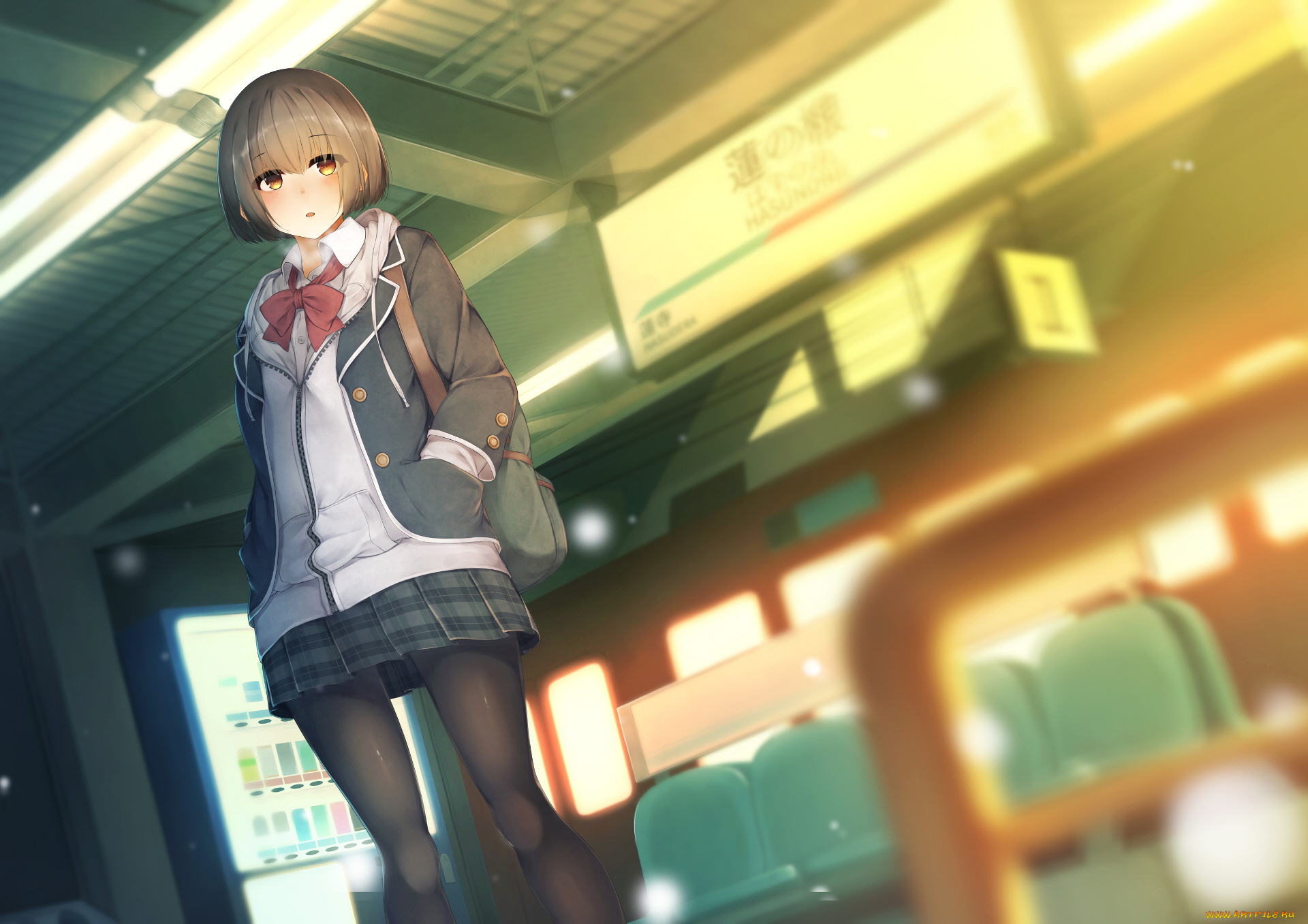 аниме, город, , улицы, , интерьер, , здания, девушка