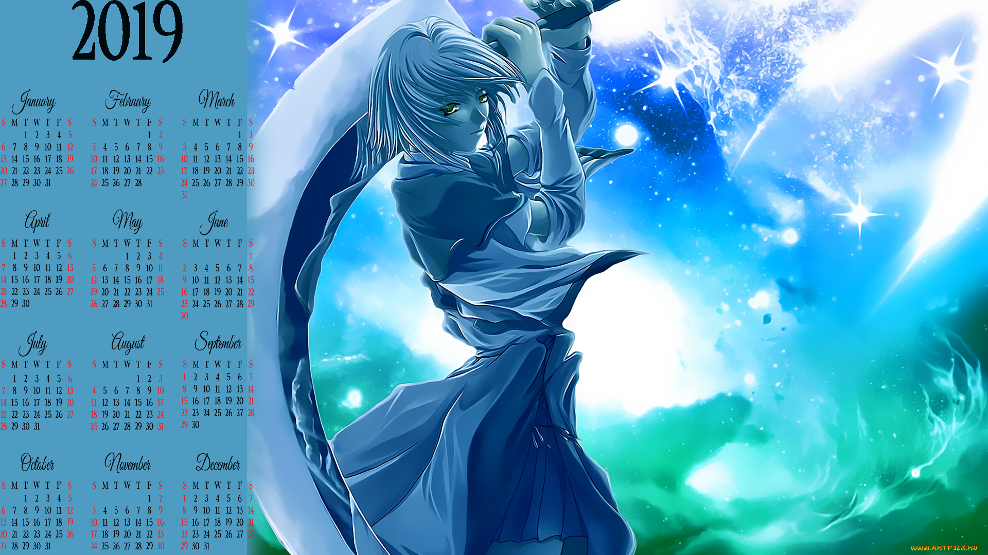 календари, аниме, оружие, человек