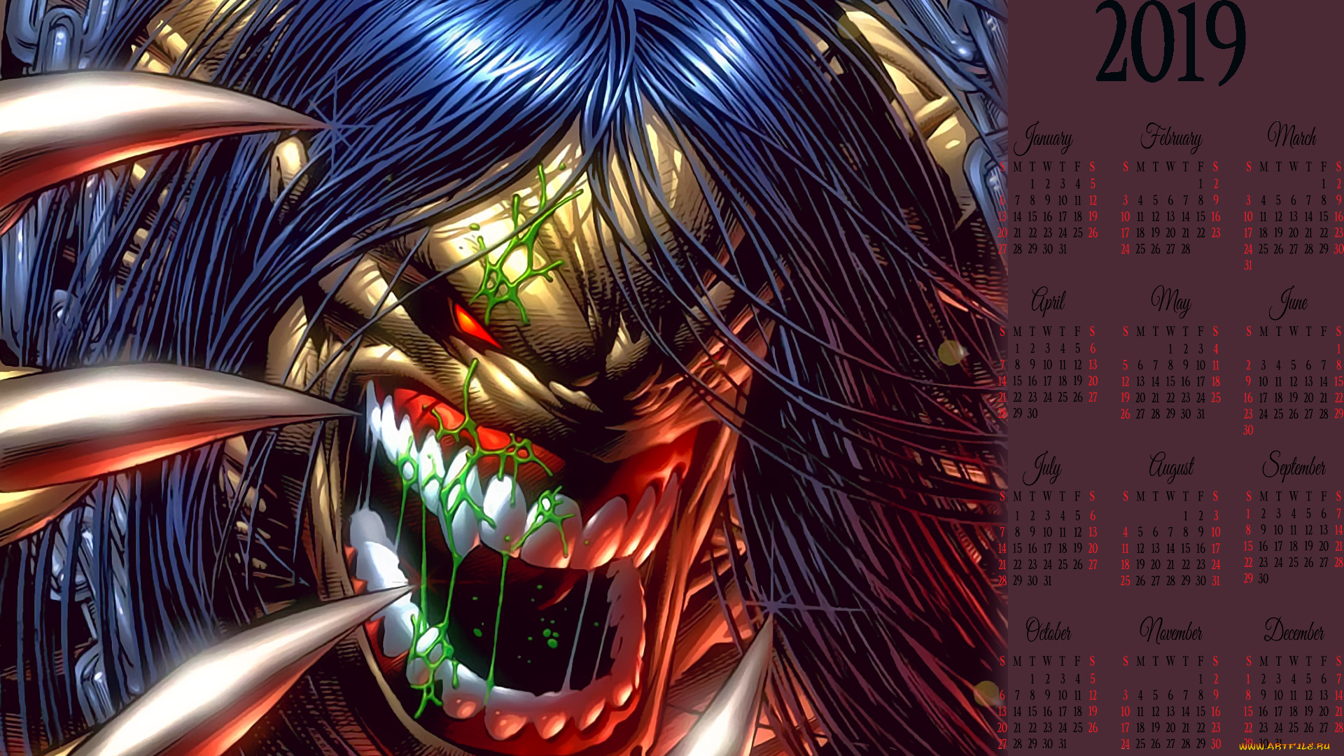 календари, фэнтези, монстр