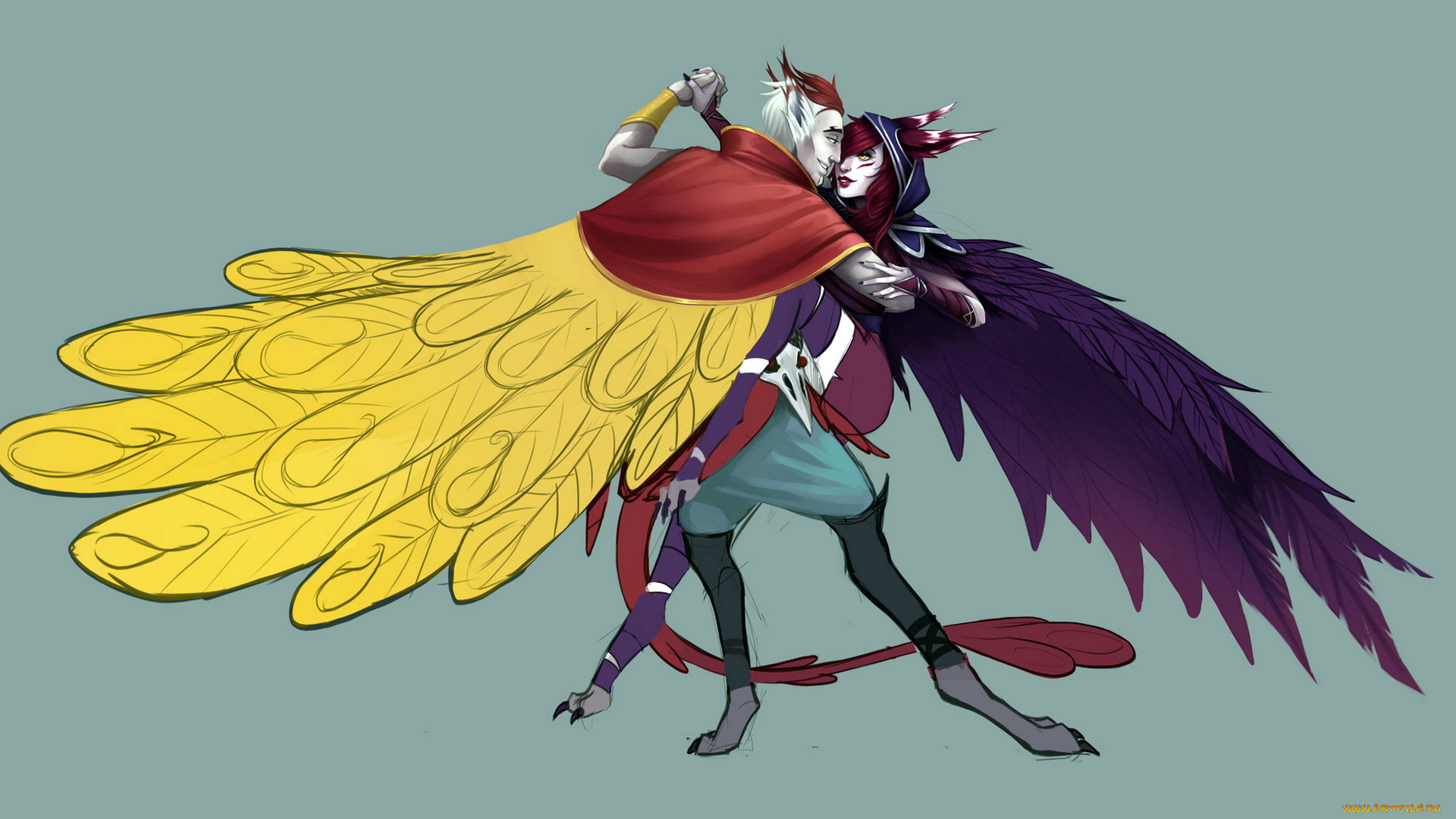 видео, игры, league, of, legends, rakan, xayah, пара, танец