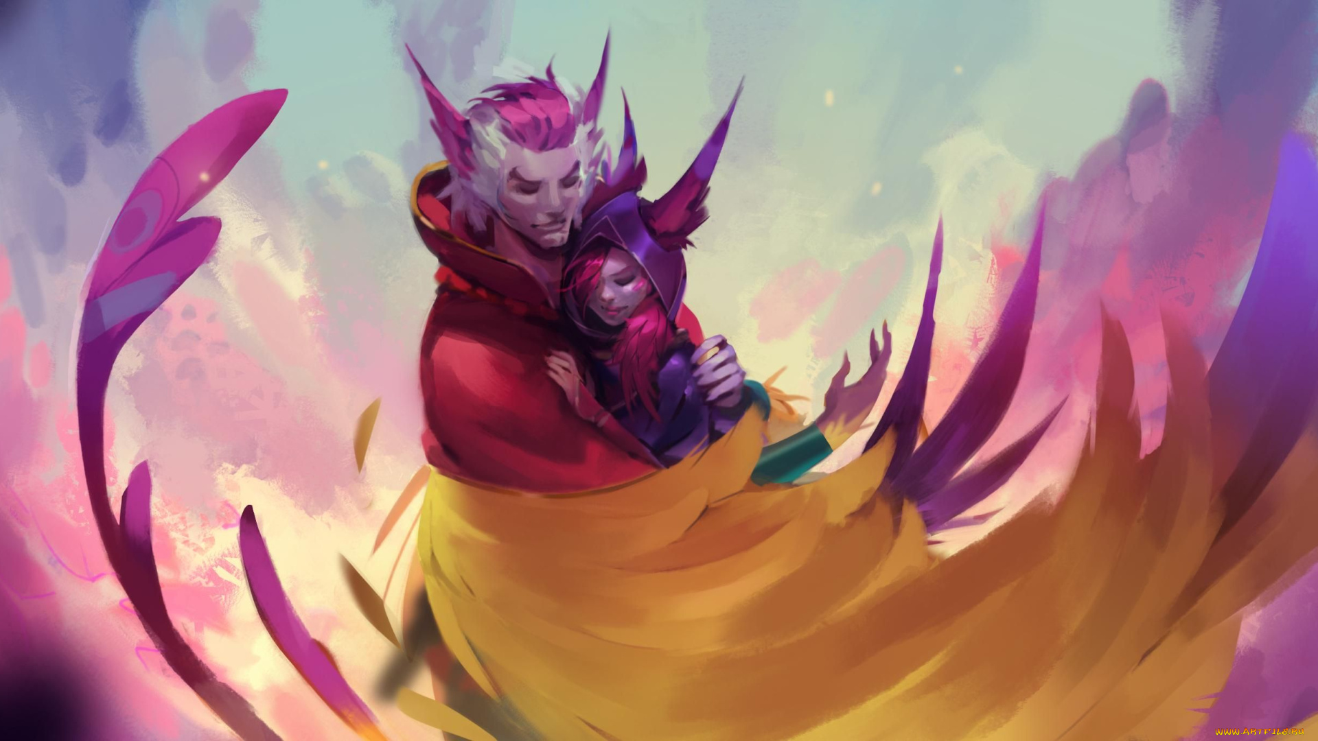 видео, игры, league, of, legends, rakan, xayah, пара, крылья