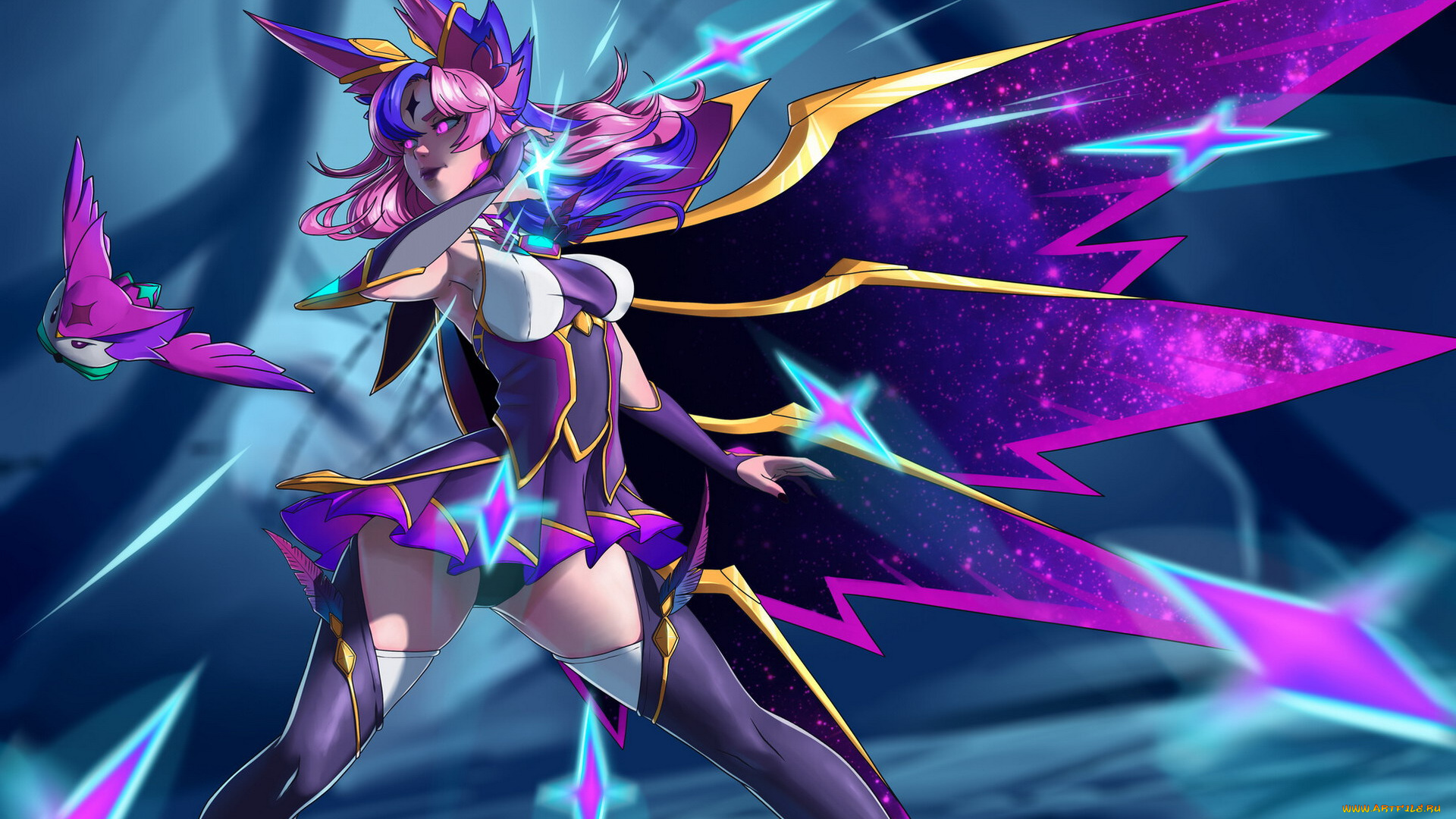 видео, игры, league, of, legends, xayah, птица, крыло, звезды