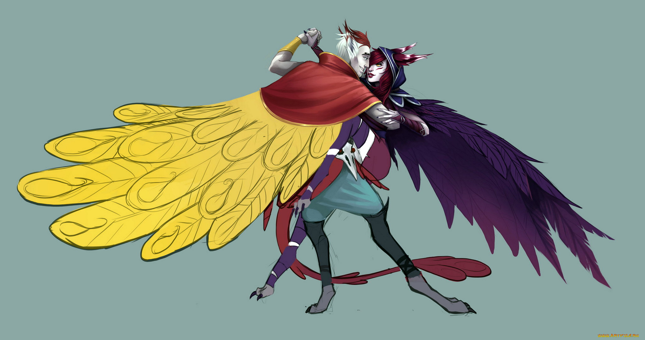 видео, игры, league, of, legends, rakan, xayah, пара, танец