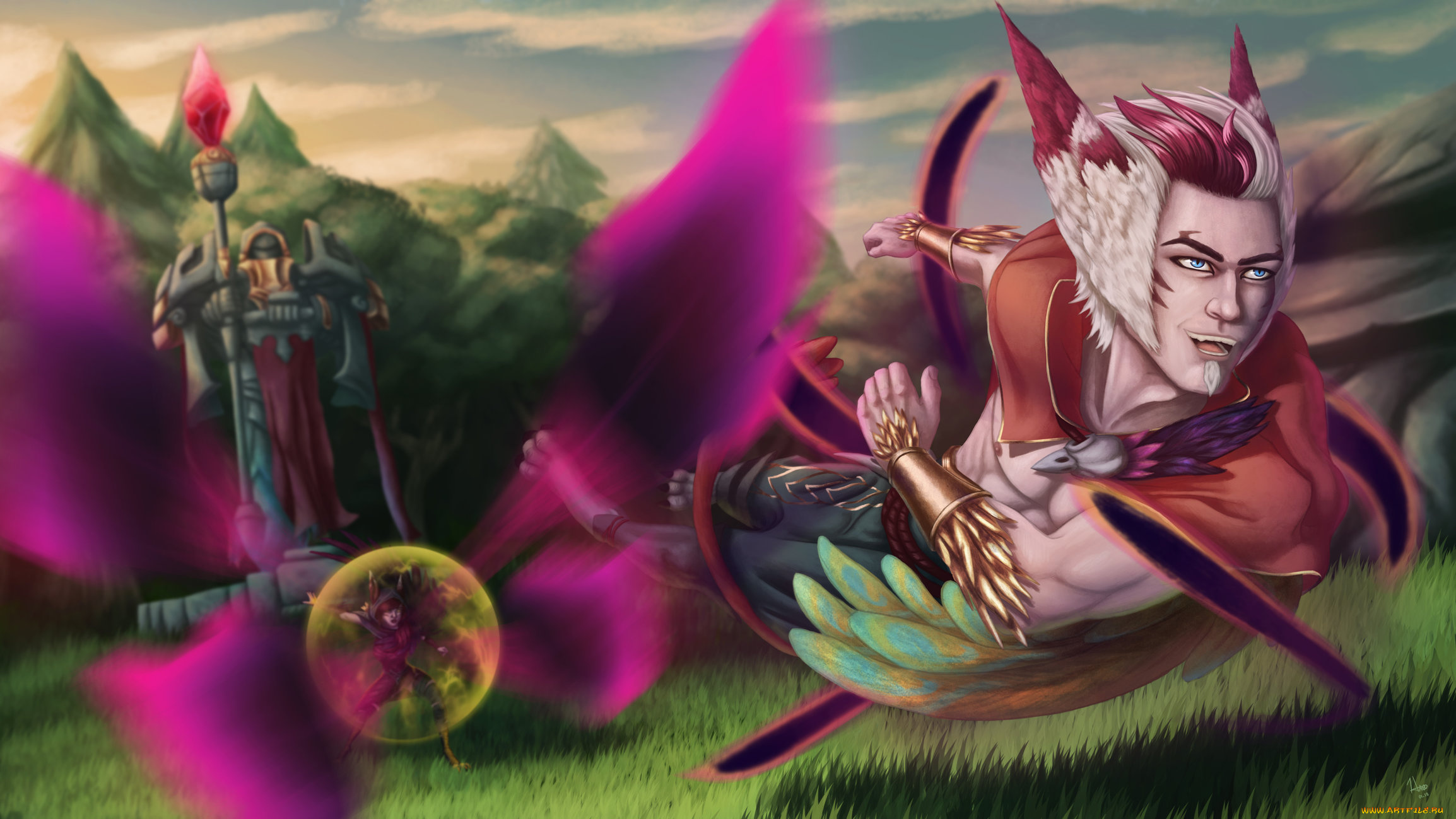 видео, игры, league, of, legends, rakan, xayah, магия