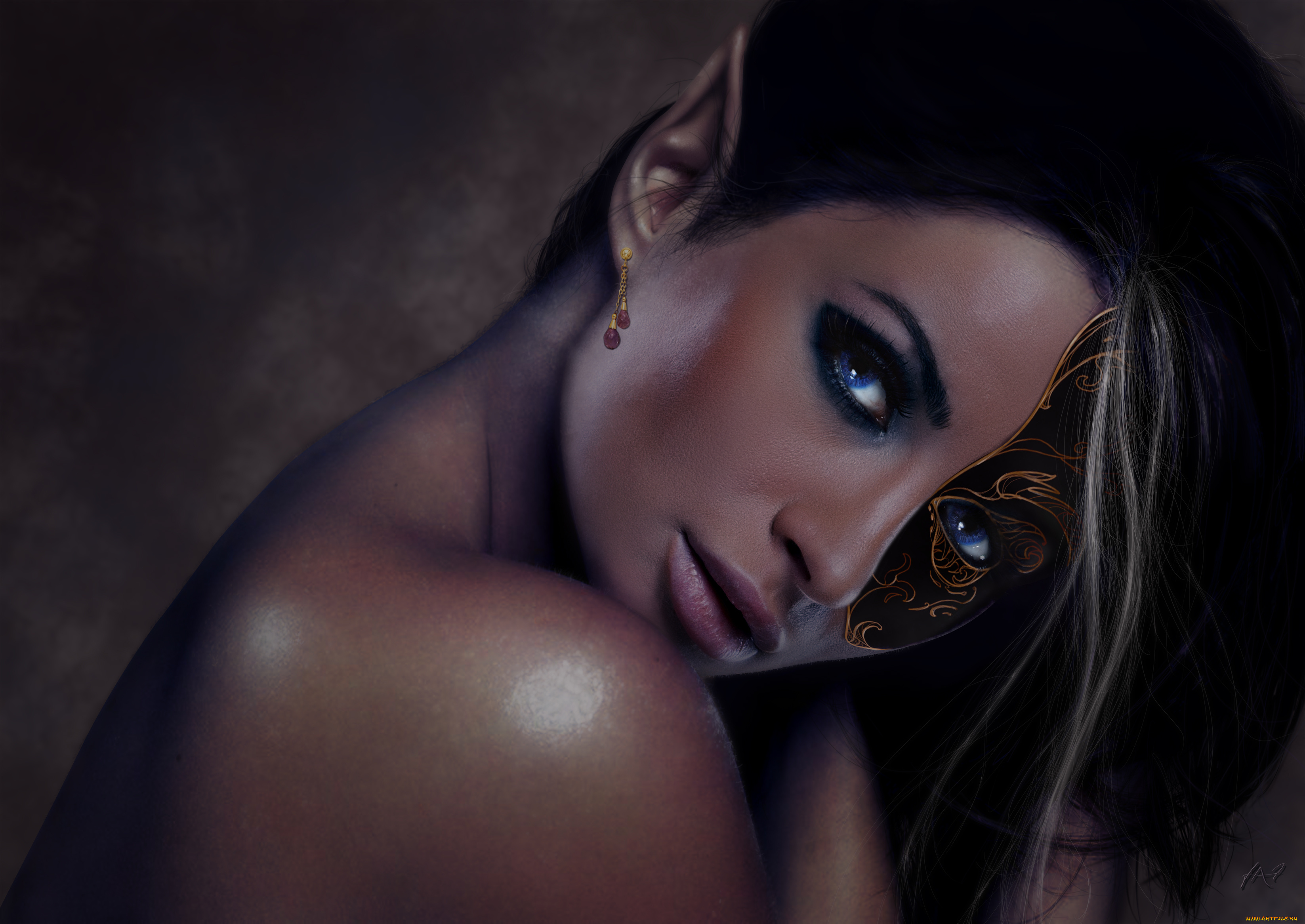 фэнтези, фотоарт, девушка, фон, взгляд