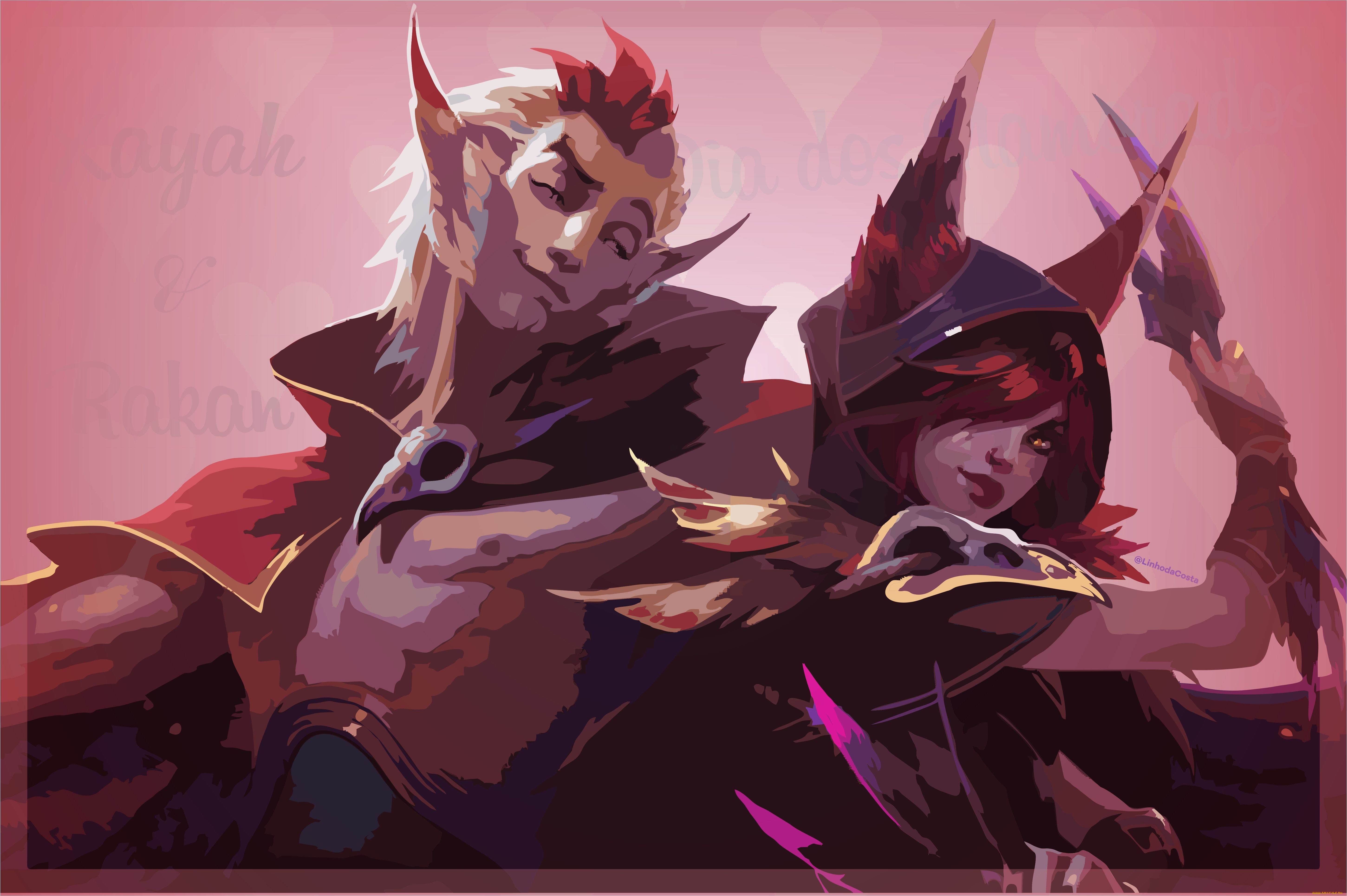 видео, игры, league, of, legends, rakan, xayah, пара
