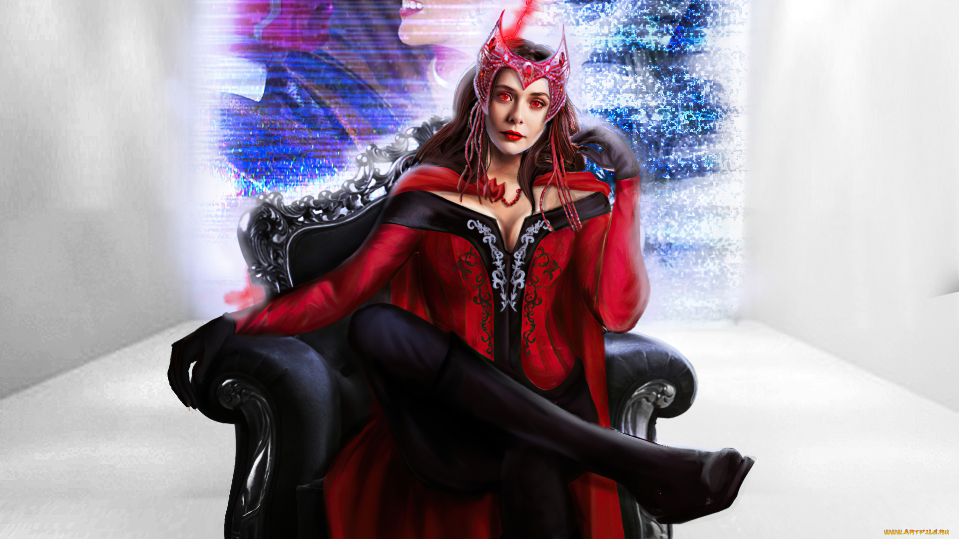 рисованное, кино, , мультфильмы, wanda, maximoff, постер, art, рисунок, сериал, wandavision, элизабет, олсен, фантастика, фэнтези, боевик, комедия